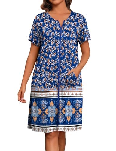Ekouaer Lightweight Floral Print Women's Houserobe with Pockets