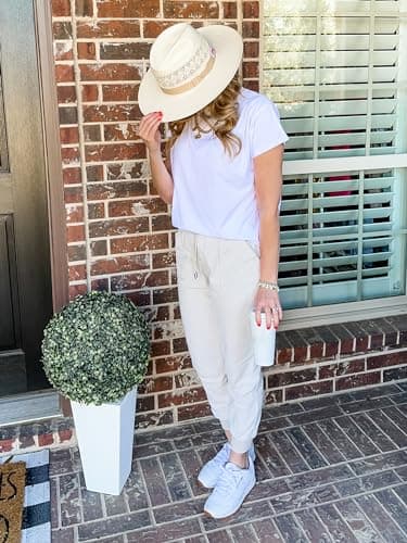 Puimentiua Women's Tapered Cotton Linen Drawstring Pants with Pockets
