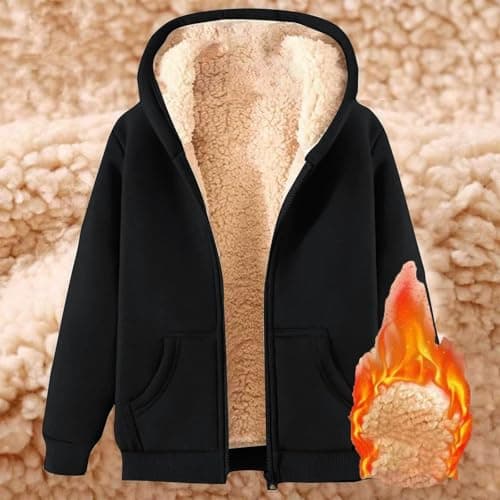 2024 Warm Women's Thick Sherpa Fleece Hoodie Full-Zip Winter Coat