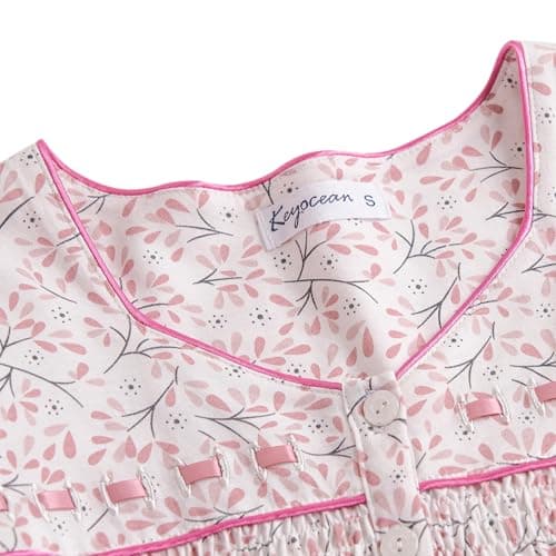 Soft Cotton Embroidered Long-Sleeve Nightdress for Women by Keyocean