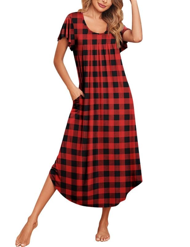Ekouaer Soft Flare Sleeve Sleepshirt M-3XL