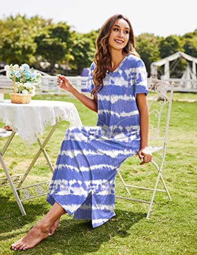 Ekouaer Women's Full-Length Short Sleeve Nightgown