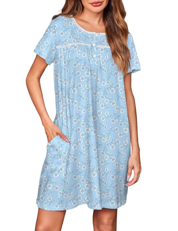 Soft Ekouaer Women's Short Sleeve Nightgown - S-2XL
