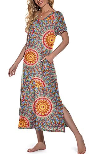Women's Long Nightgown with Pockets