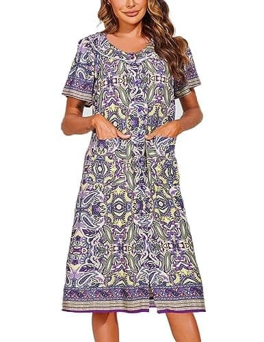 Refined title: Ekouaer Women's Short Sleeve Floral House Dress