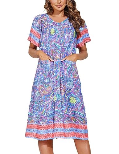 Refined title: Ekouaer Women's Short Sleeve Floral House Dress