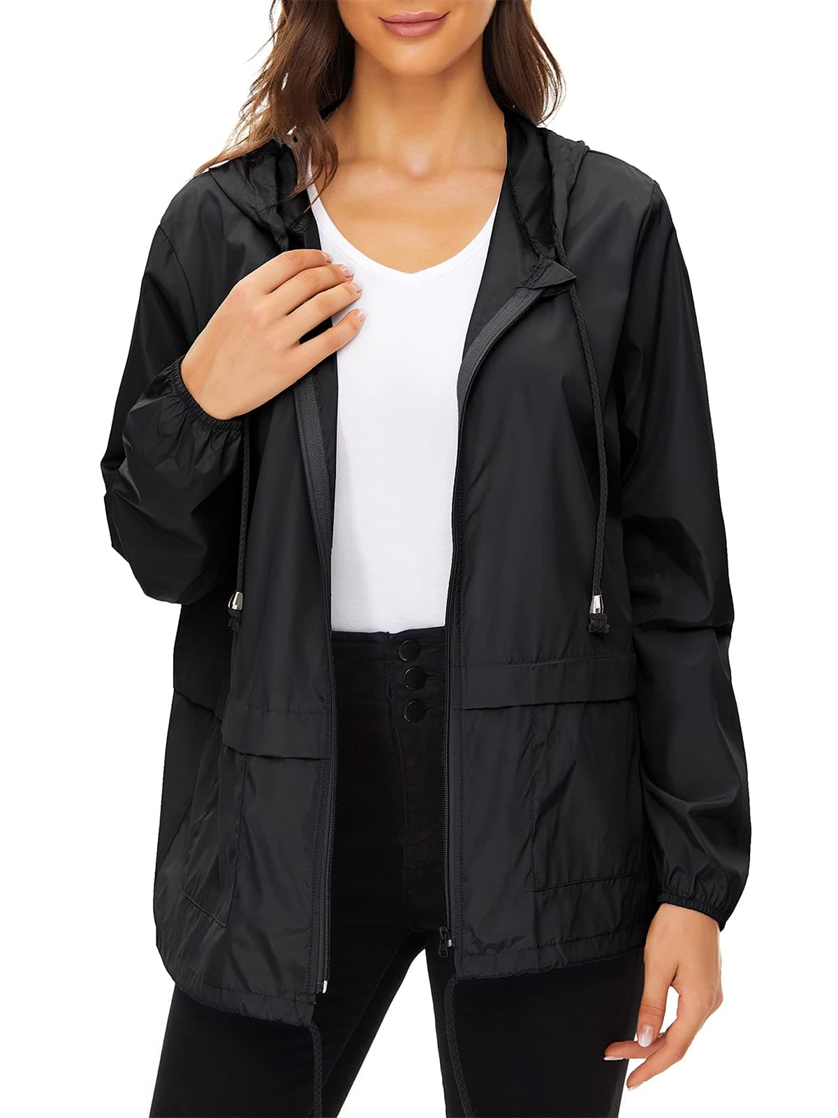Century Women's Packable Waterproof Raincoat With Hood Windbreaker Jacket