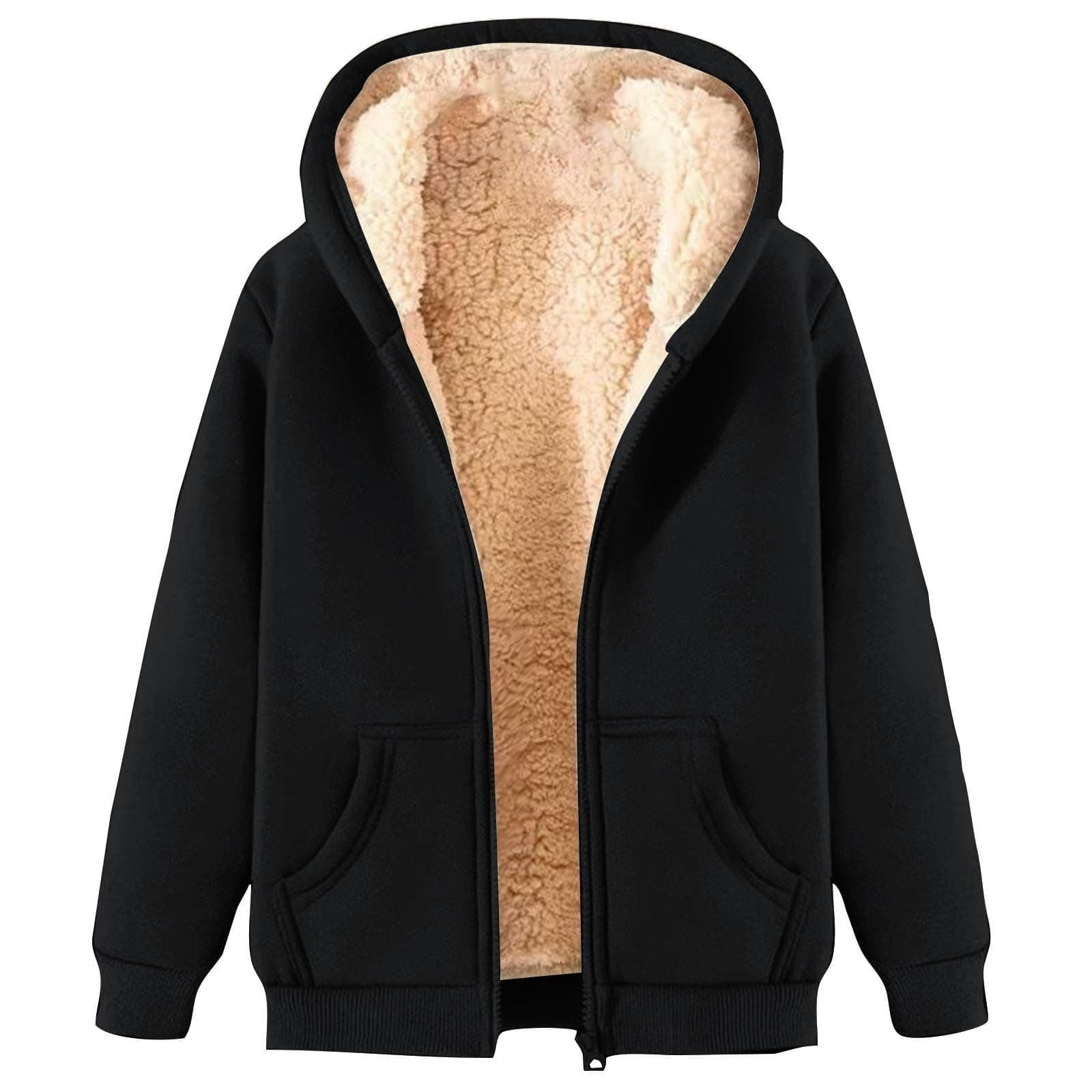 2024 Warm Women's Thick Sherpa Fleece Hoodie Full-Zip Winter Coat