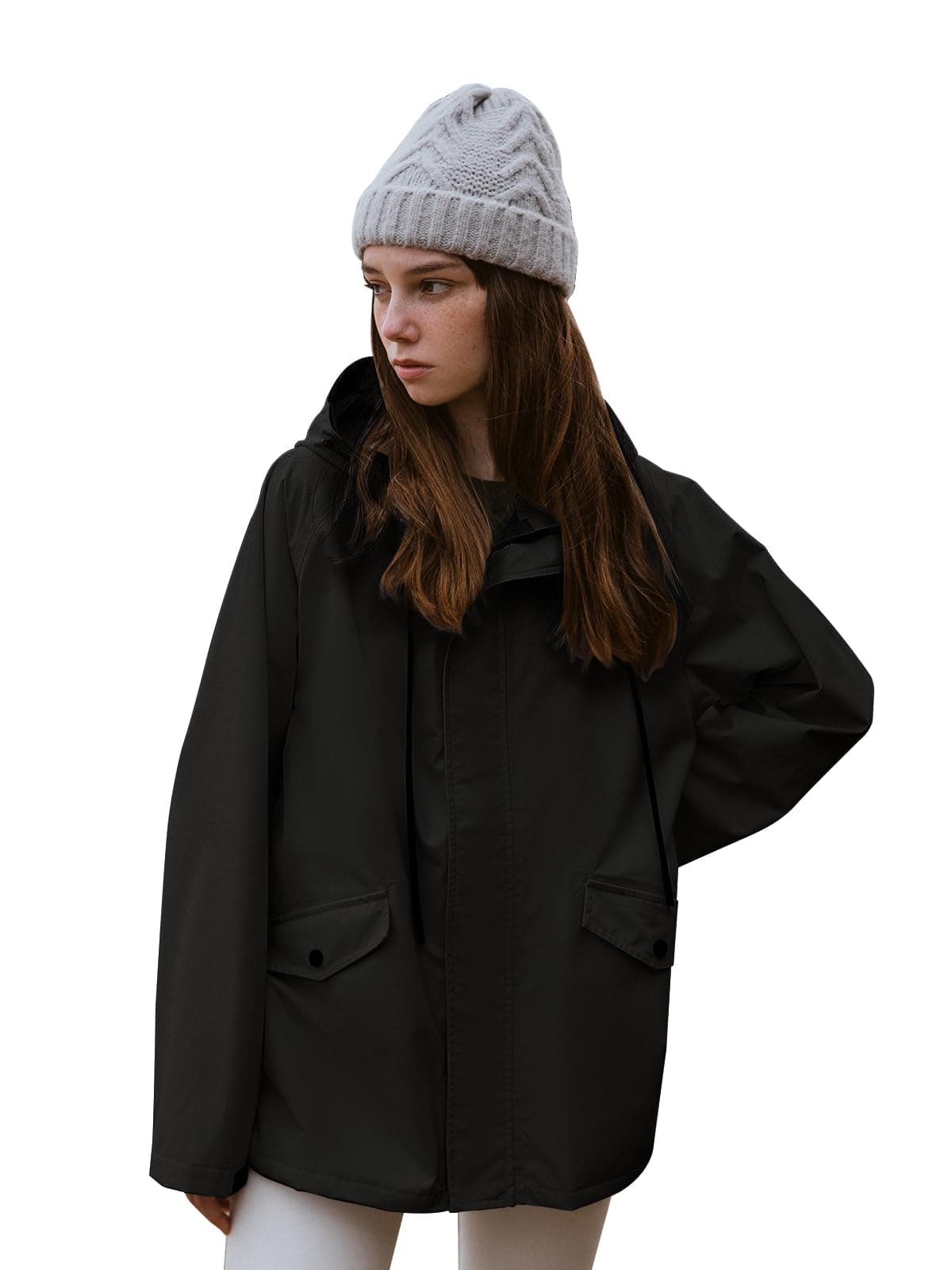 L-Rain Women's Lightweight Hooded Waterproof Windbreaker Jacket