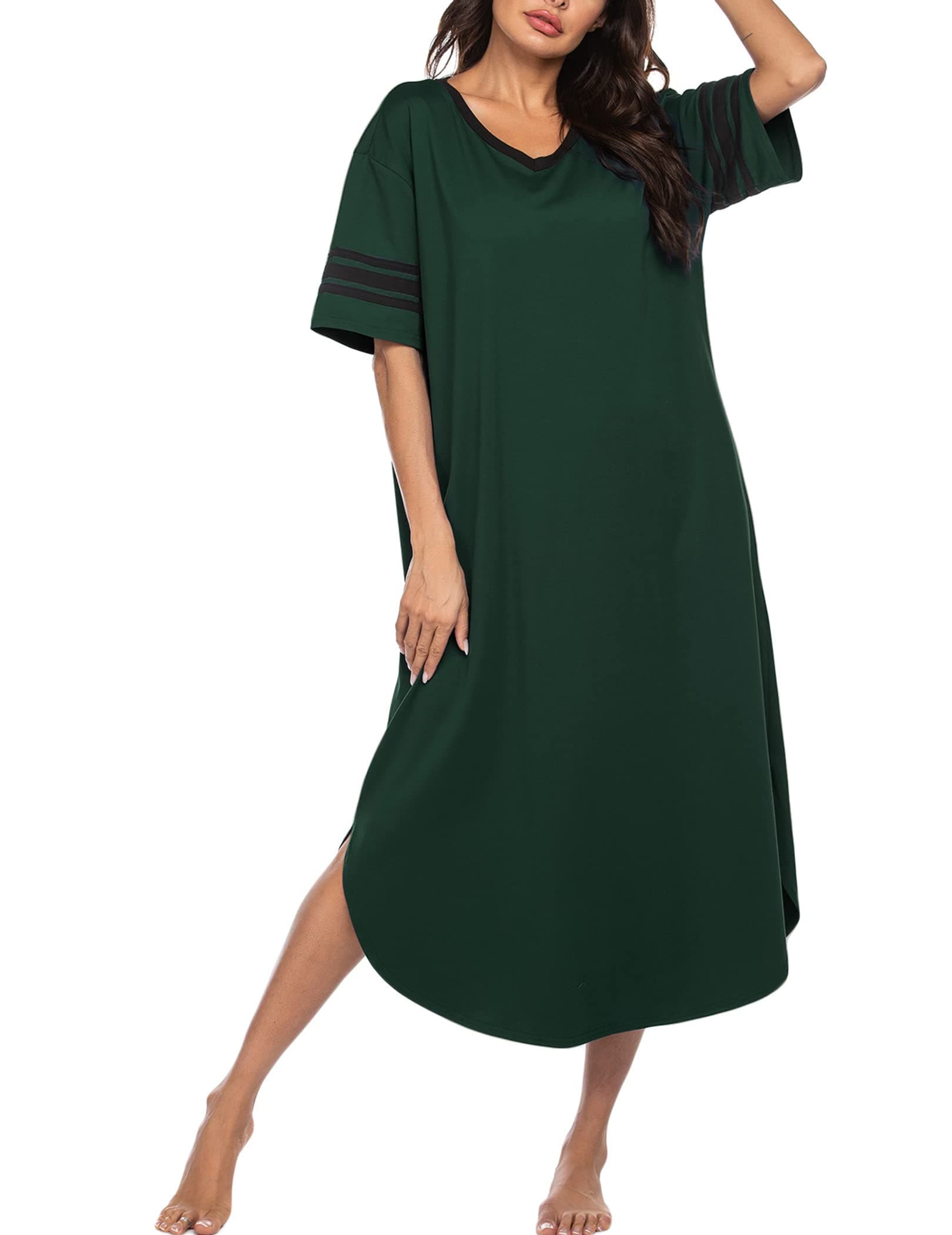 Refined Title: Ekouaer Women's V Neck Nightgown, Oversized Loose Sleepwear Dress