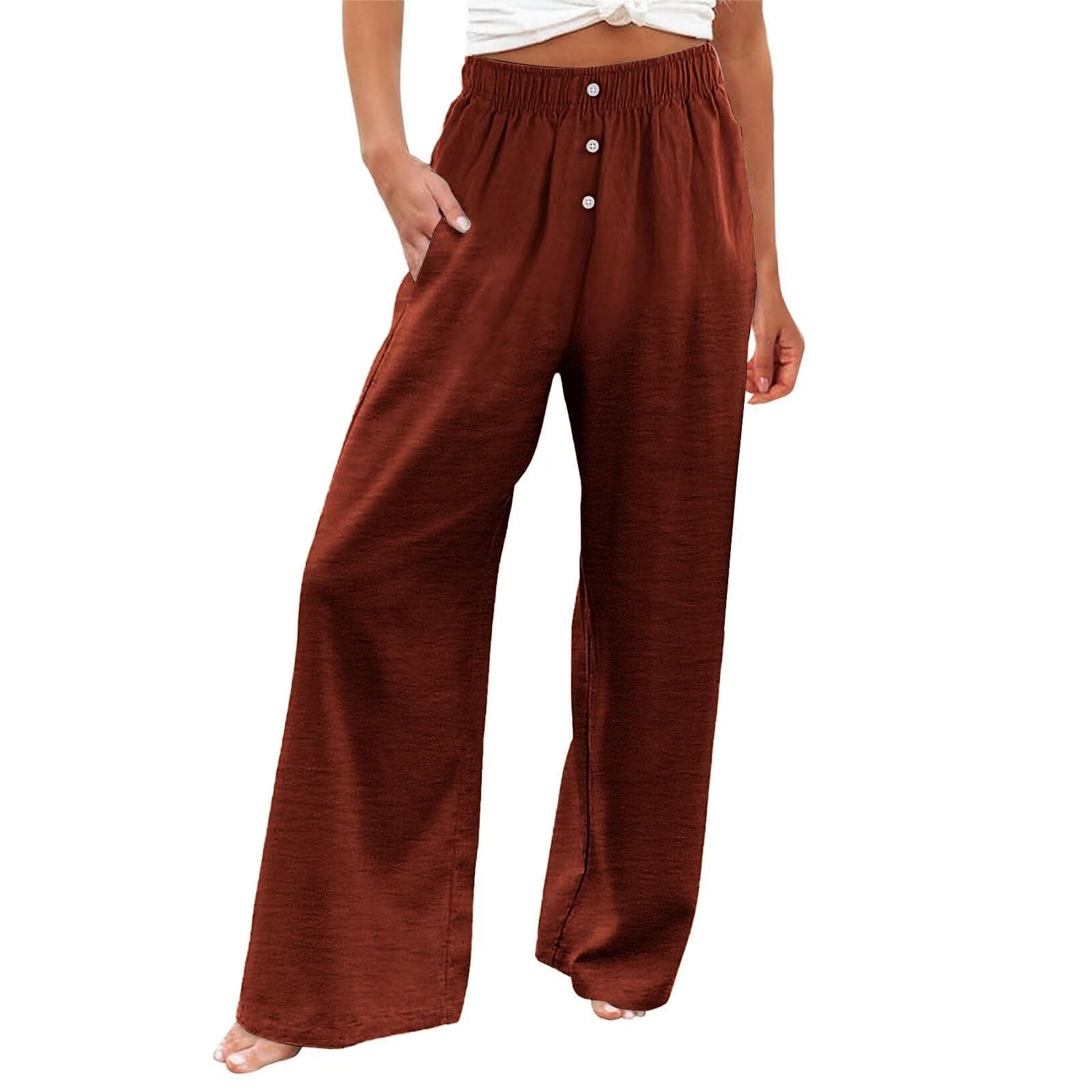 Women's High Waisted Wide Leg Linen Pants
