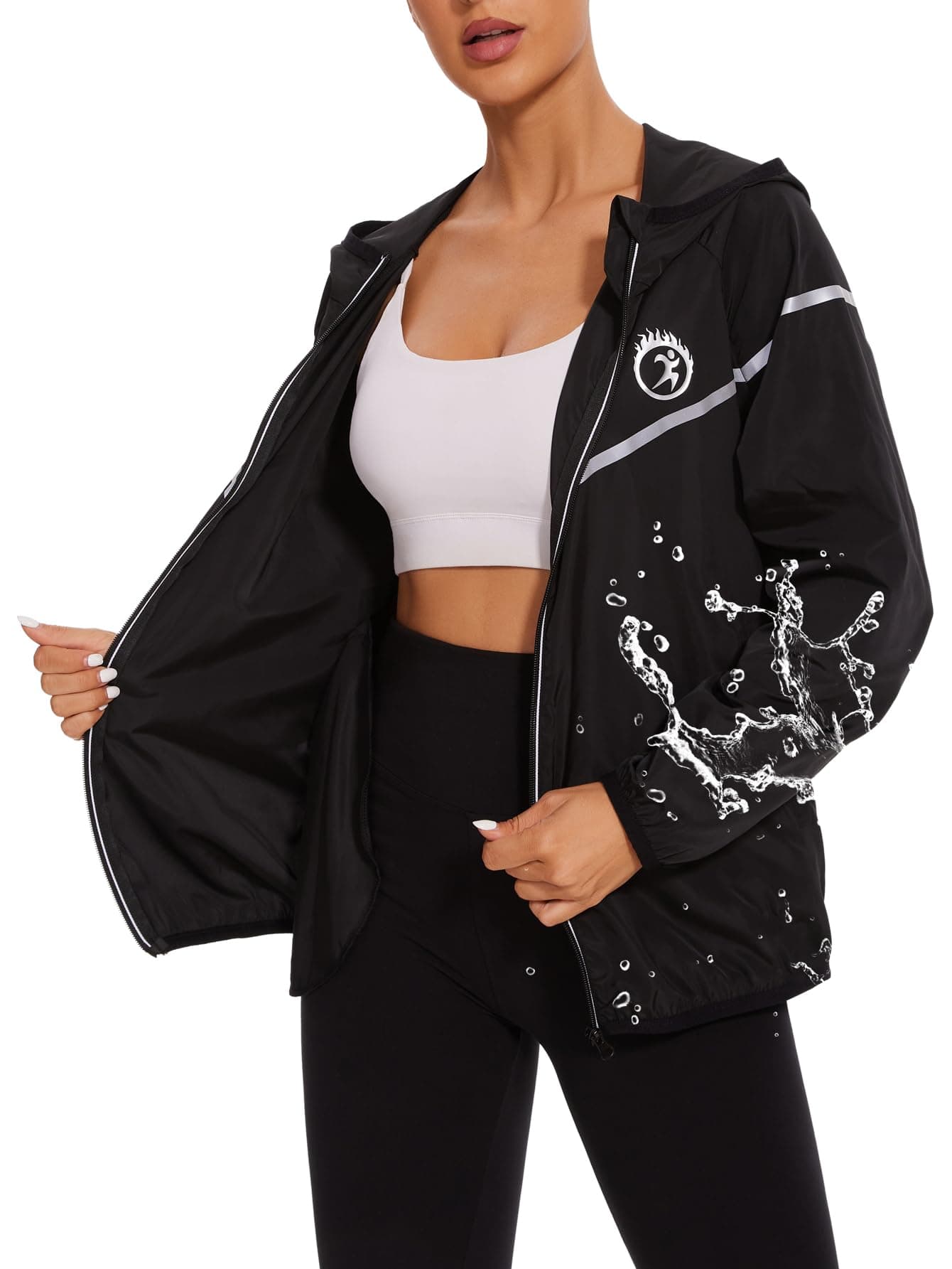 LAZAWG Women's Lightweight Waterproof Hooded Raincoat Windbreaker for Outdoor Activities