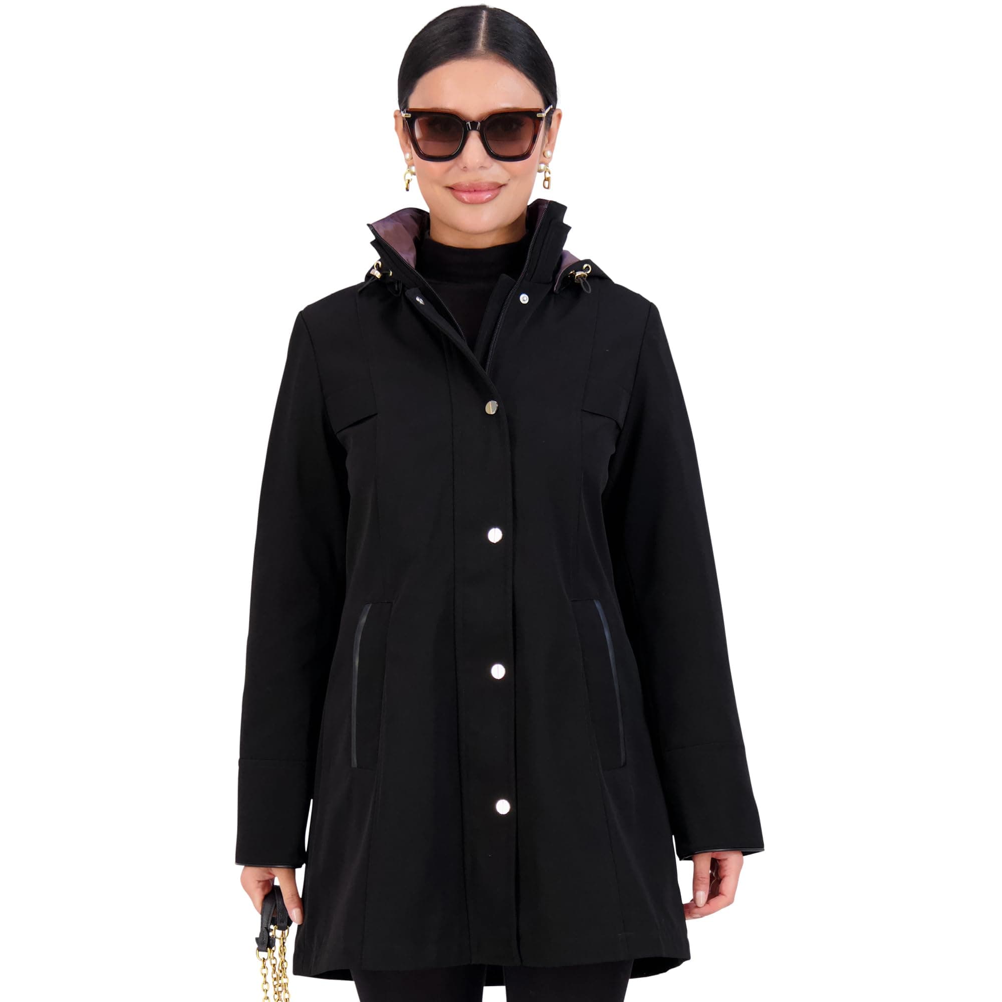 Jones NY Women's Waterproof Spring Rain Jacket with Hood