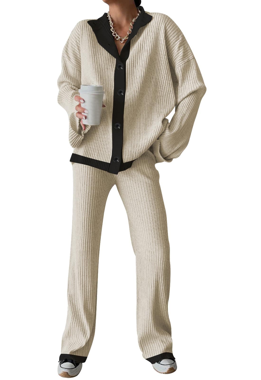 Cakulo Women's 2024 Lounge Sets Cardigan Knit Pants Matching Outfit