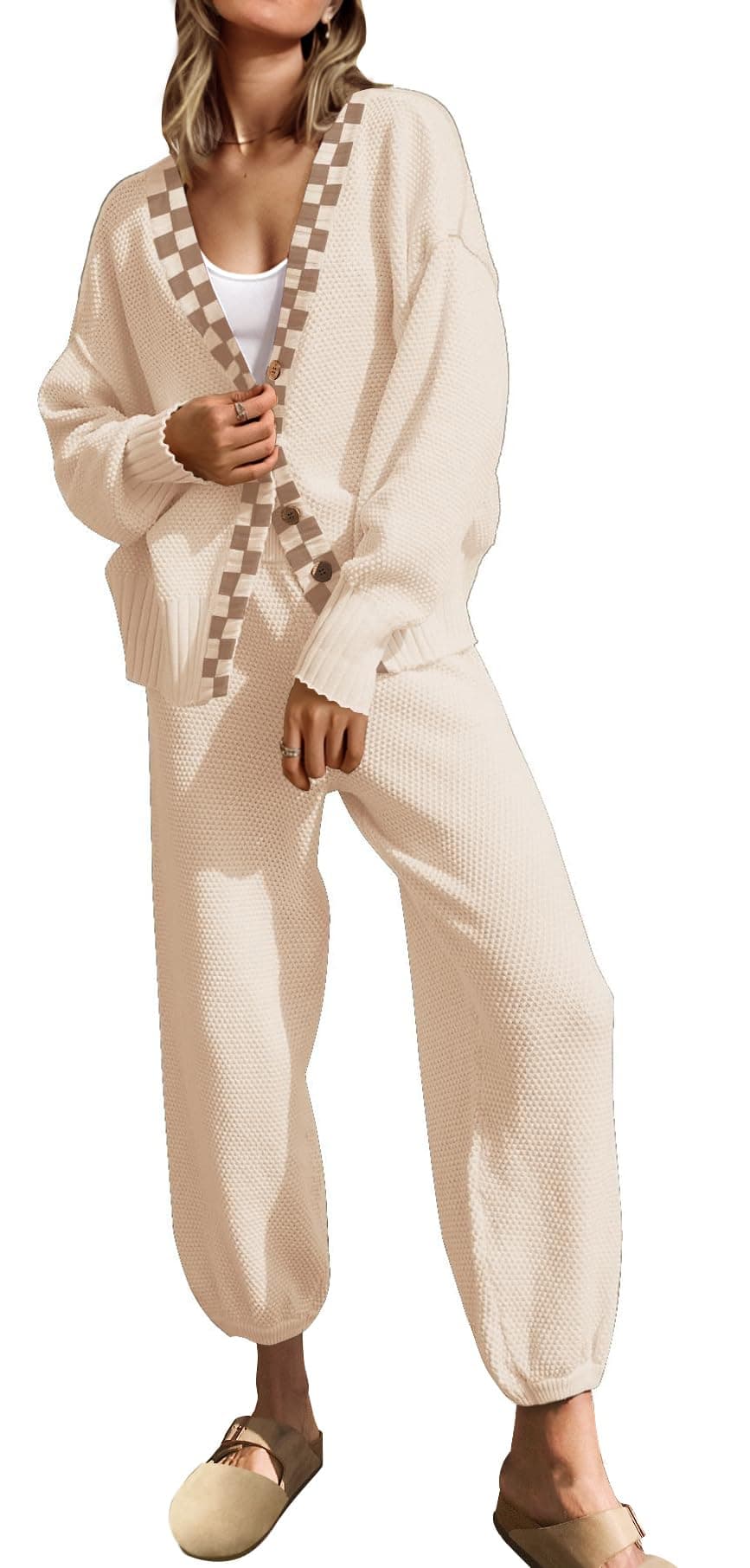 SAUKOLE Women's Oversized Knit Sweater & Matching Long Pants Set