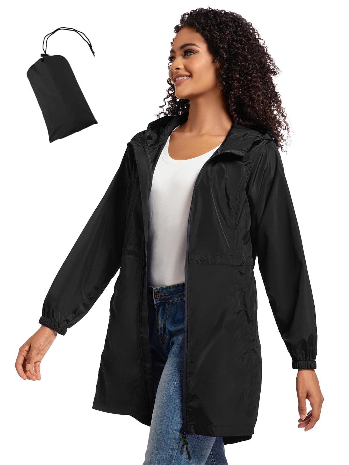 SaphiRose Women's Lightweight Packable Waterproof Raincoat with Hood
