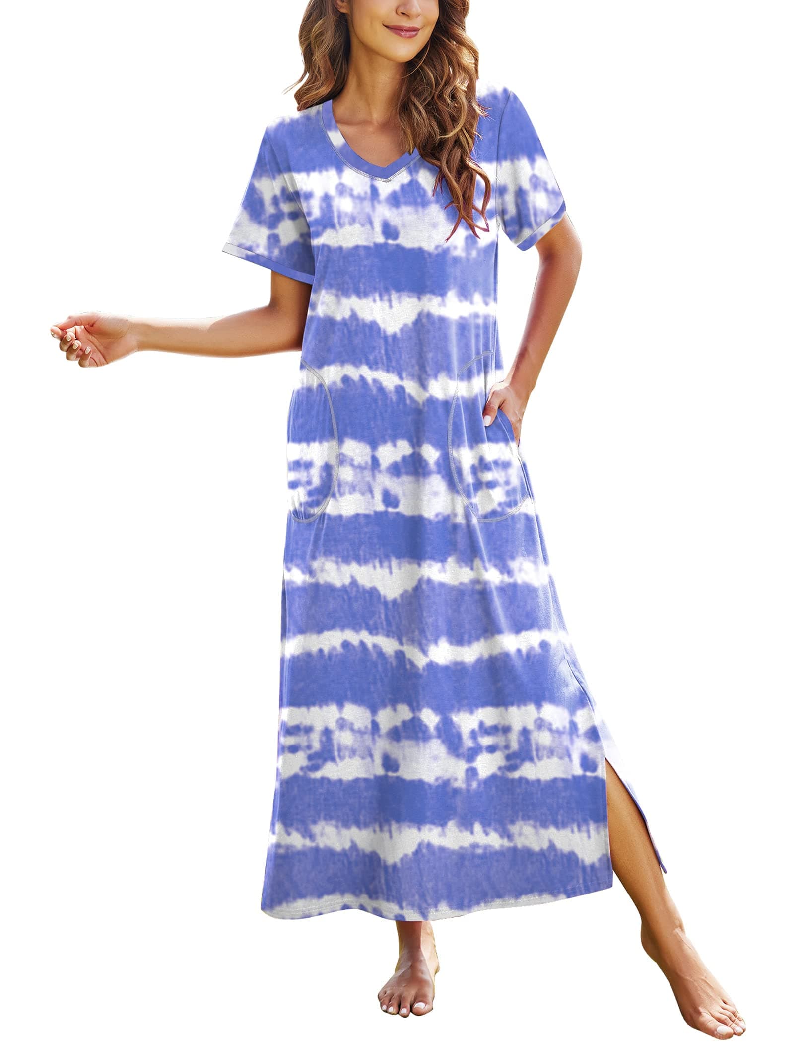 Ekouaer Women's Full-Length Short Sleeve Nightgown