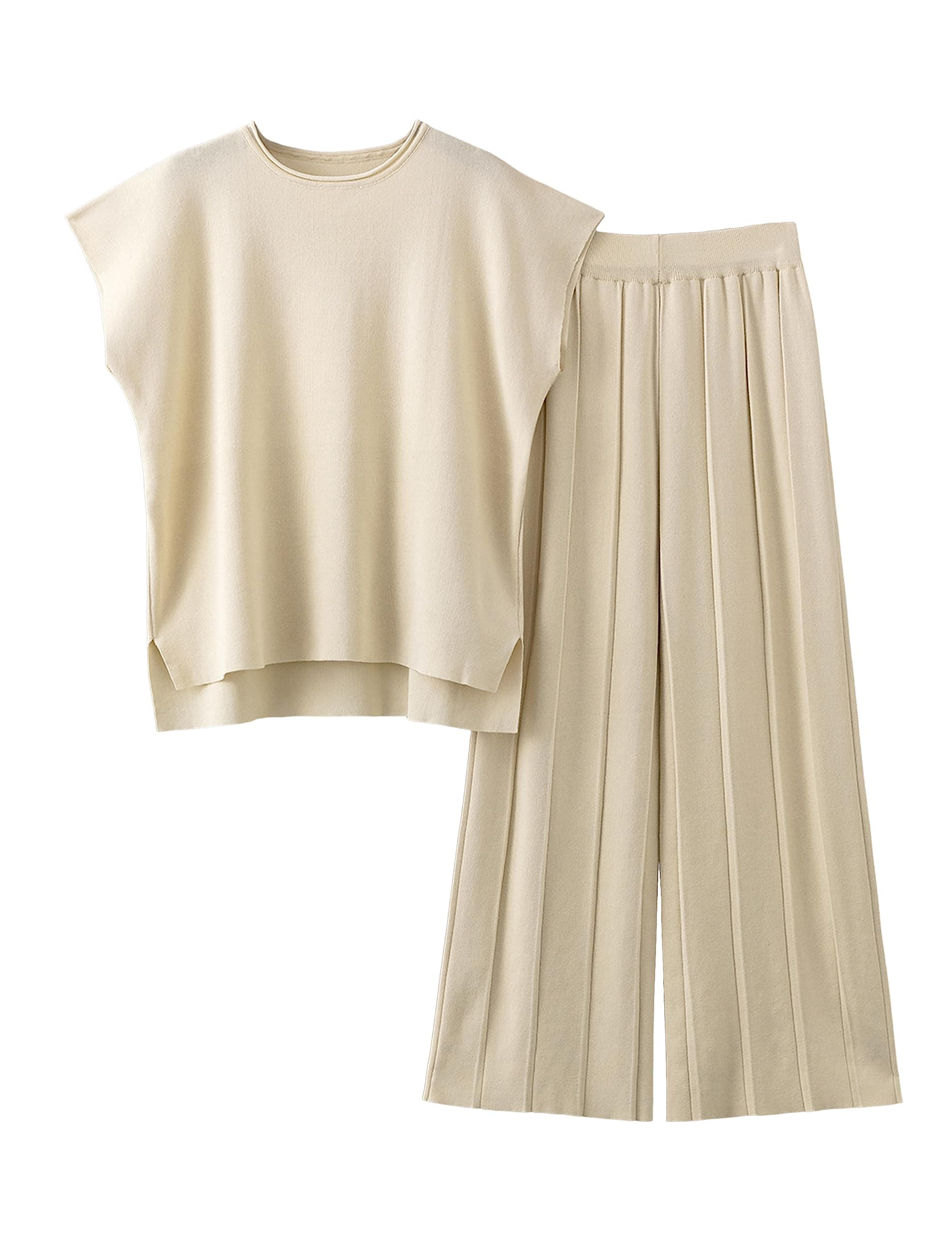 VATEAMI Women's High Waist Wide Leg Pullover Sweater Set