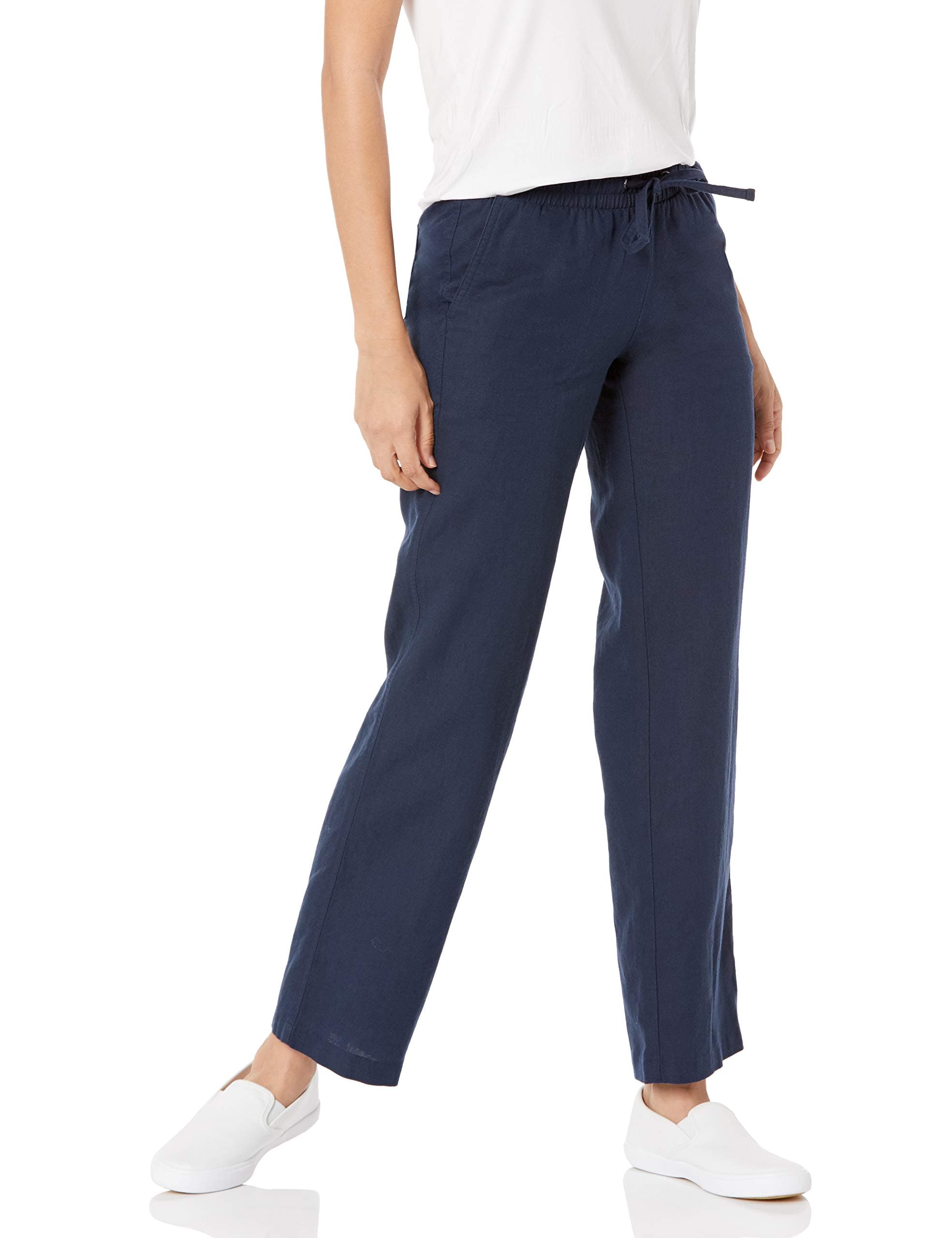 Amazon Essentials Plus Size Women's Linen Blend Wide Leg Drawstring Pant