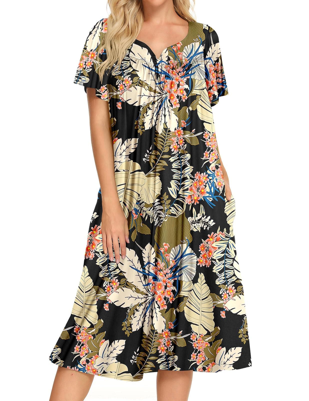 Bloggerlove House Dresses for Women Short Sleeve with Pockets Patio Dress S-XXL  
Bloggerlove House Dresses for Women Mumu Duster Short Sleeve Patio Dress S-XXL  
Bloggerlove House Dresses for Women Short Sleeve with Pockets S-XXL