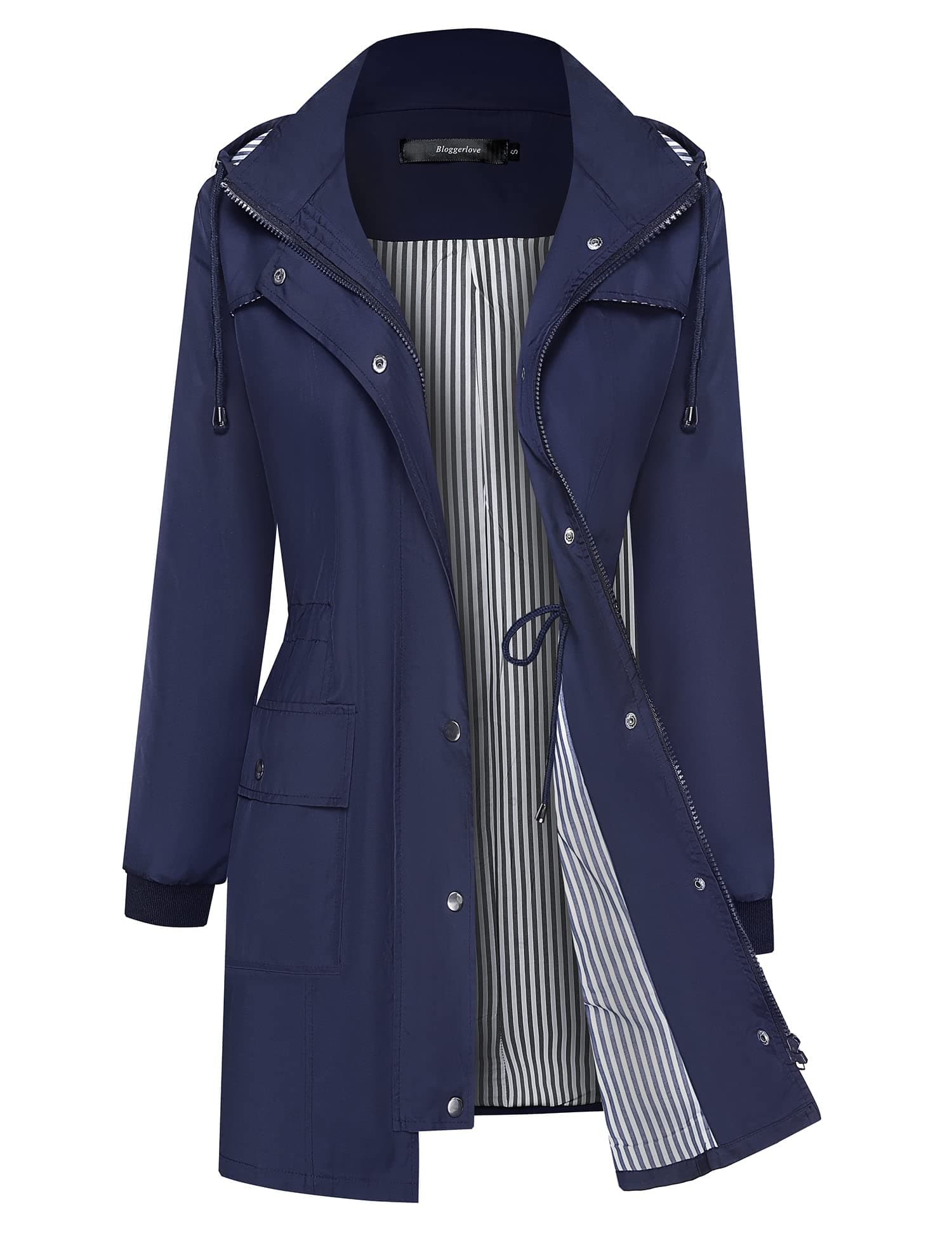Bloggerlove Women's Lightweight Waterproof Raincoat with Hood S-XXL