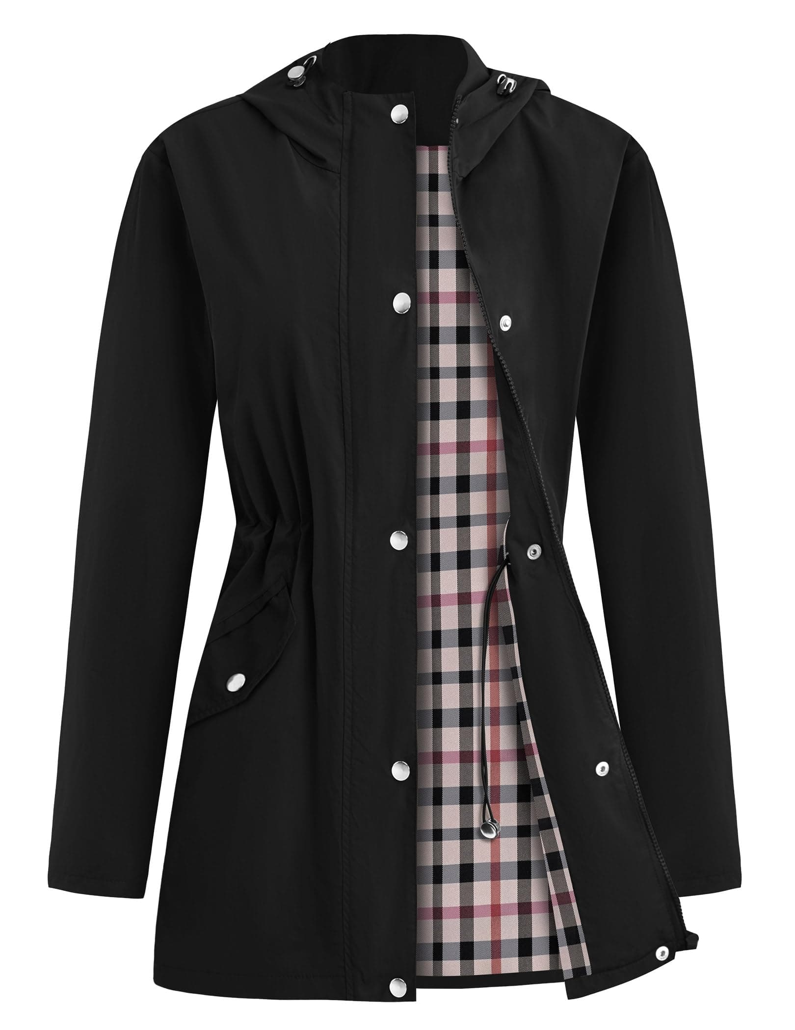 APRRAIN Women's Lightweight Waterproof Long Hooded Raincoat
