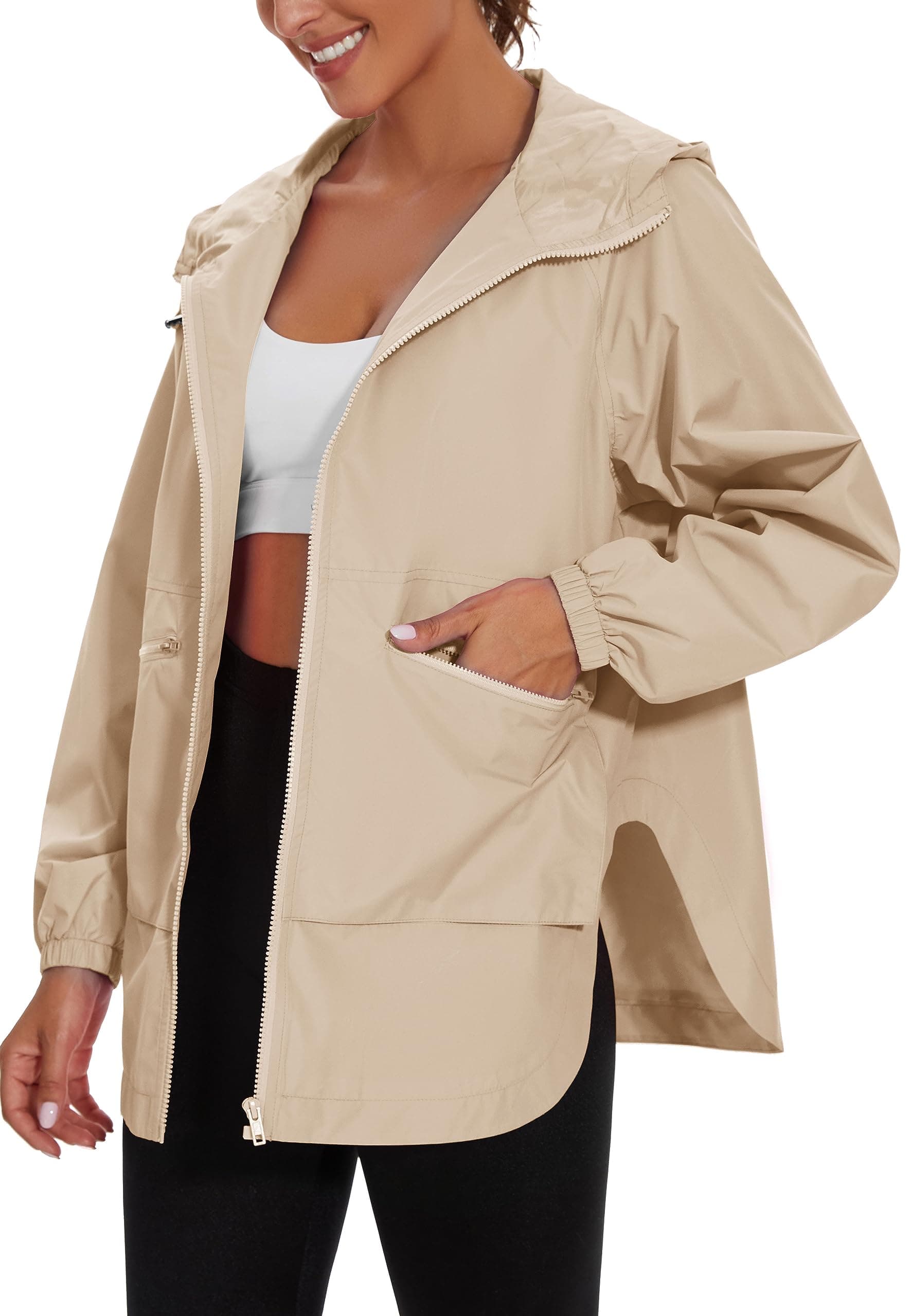 PESION Women's Waterproof Lightweight Raincoat with Pockets