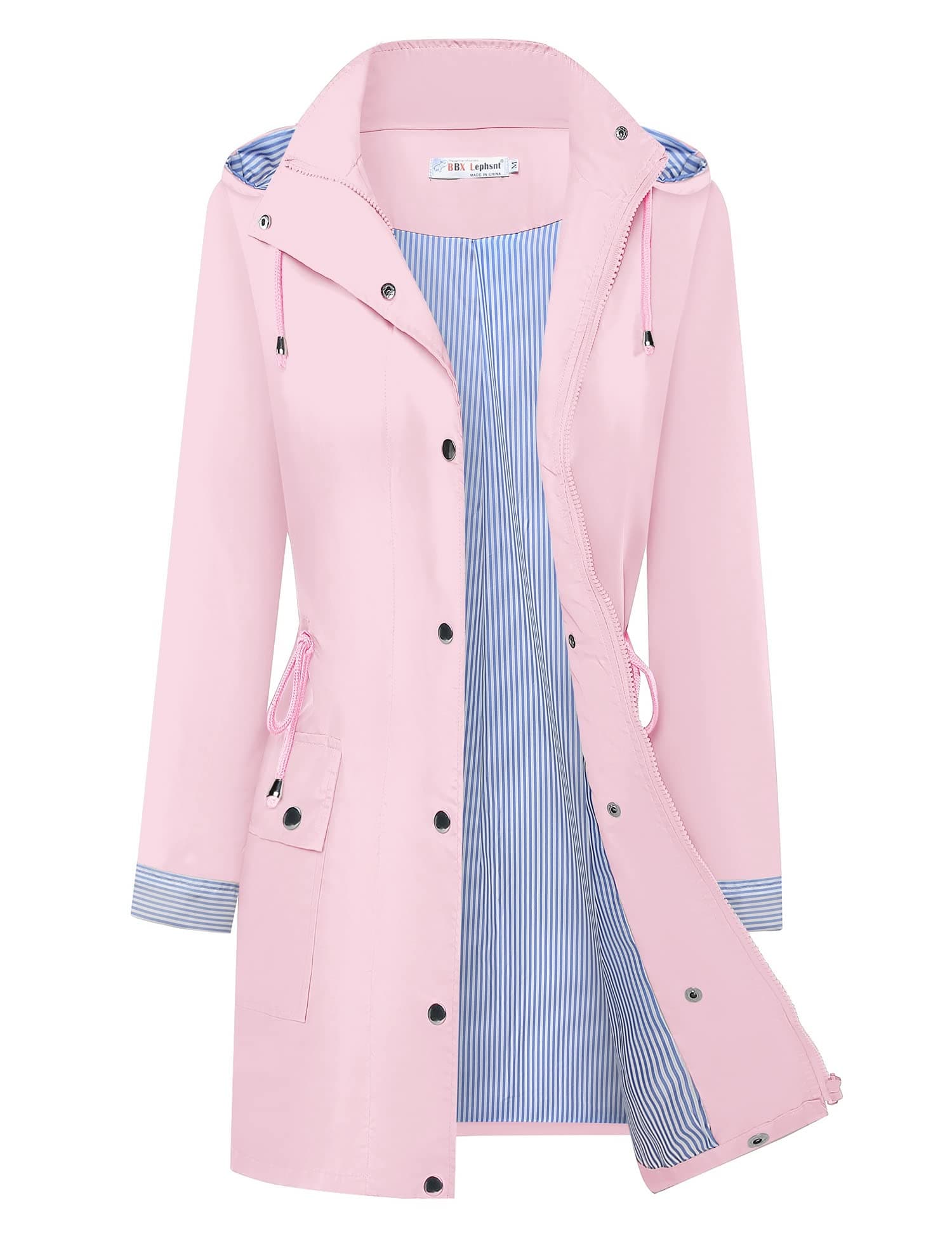 Women's Waterproof BBX Lephsnt Rain Jacket Lightweight Hooded Trench Coat
