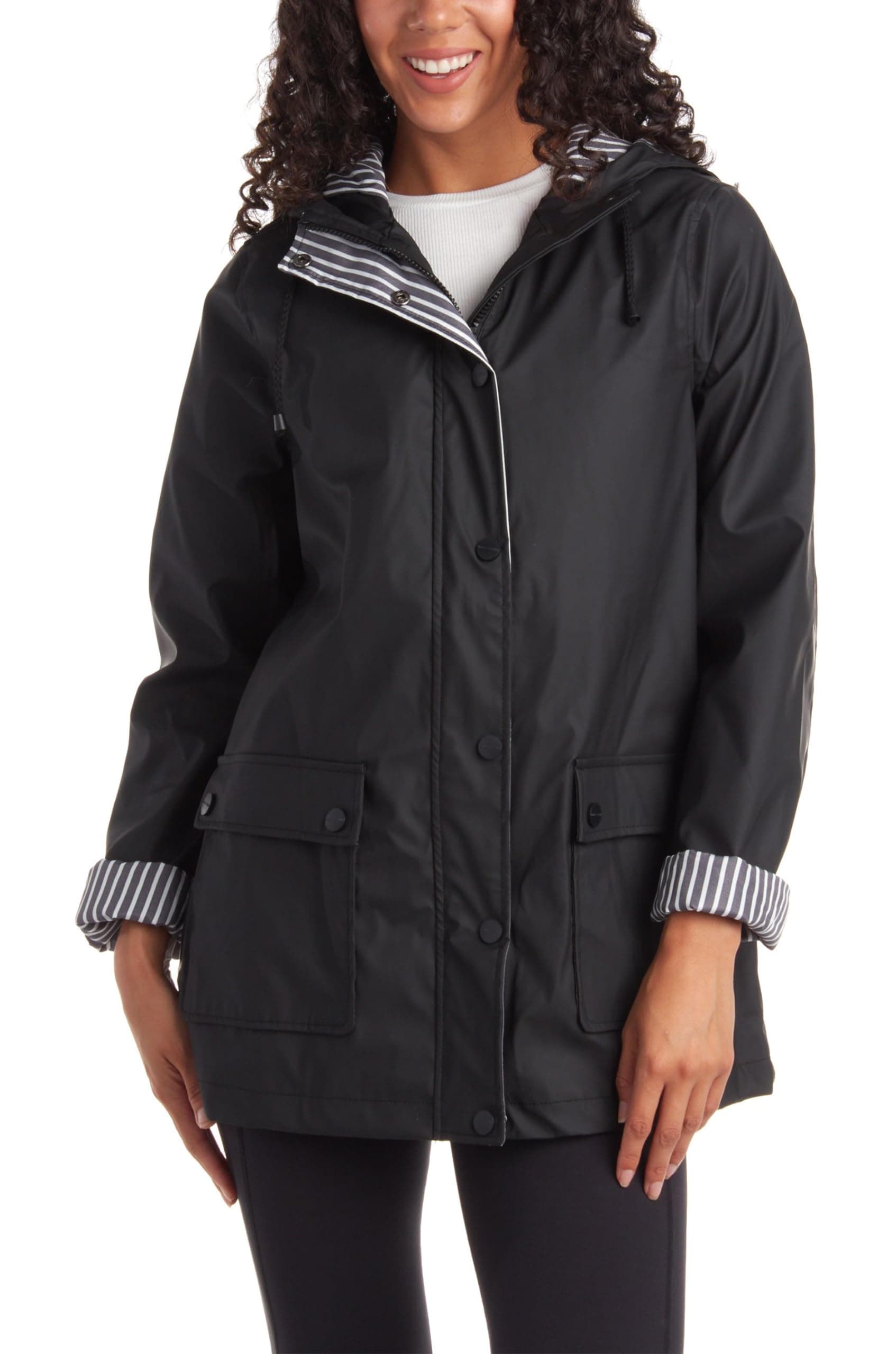 URBAN REPUBLIC Women's Water Resistant Rain Jacket with Pockets - S-3XL