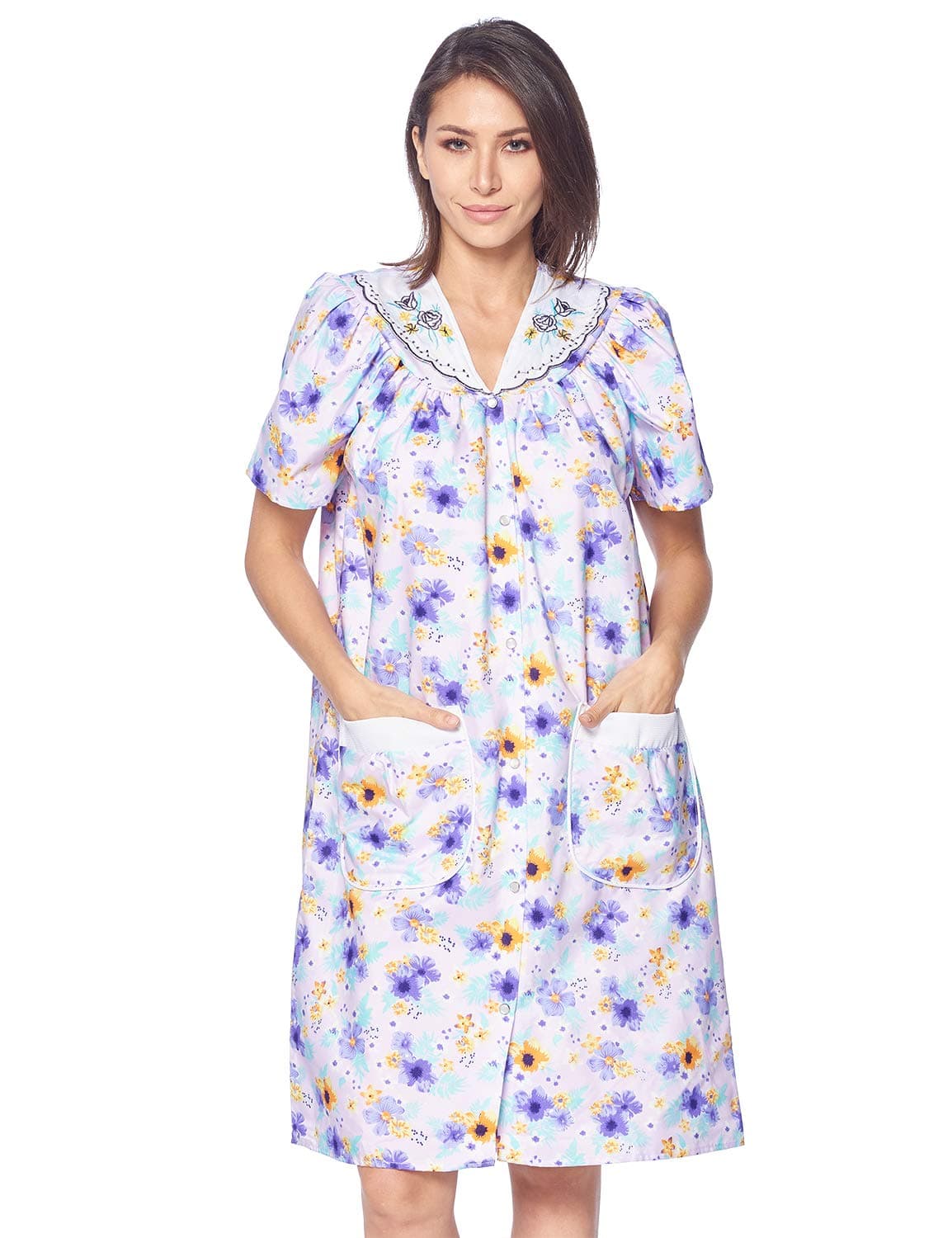 Casual Nights Women's Snap-Front House Dress with Pockets
