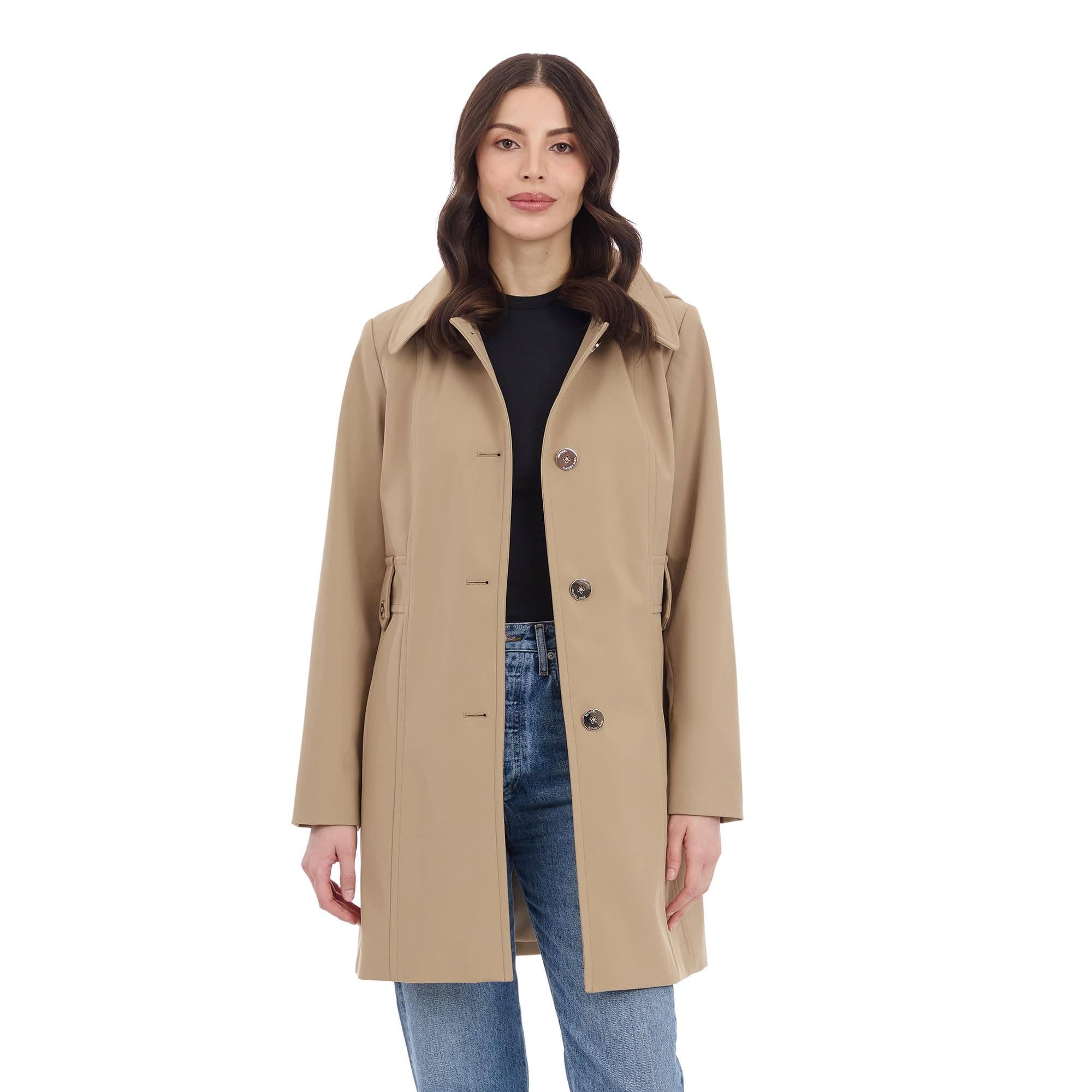 Michael Kors Women's Single Breasted Raincoat with Hood