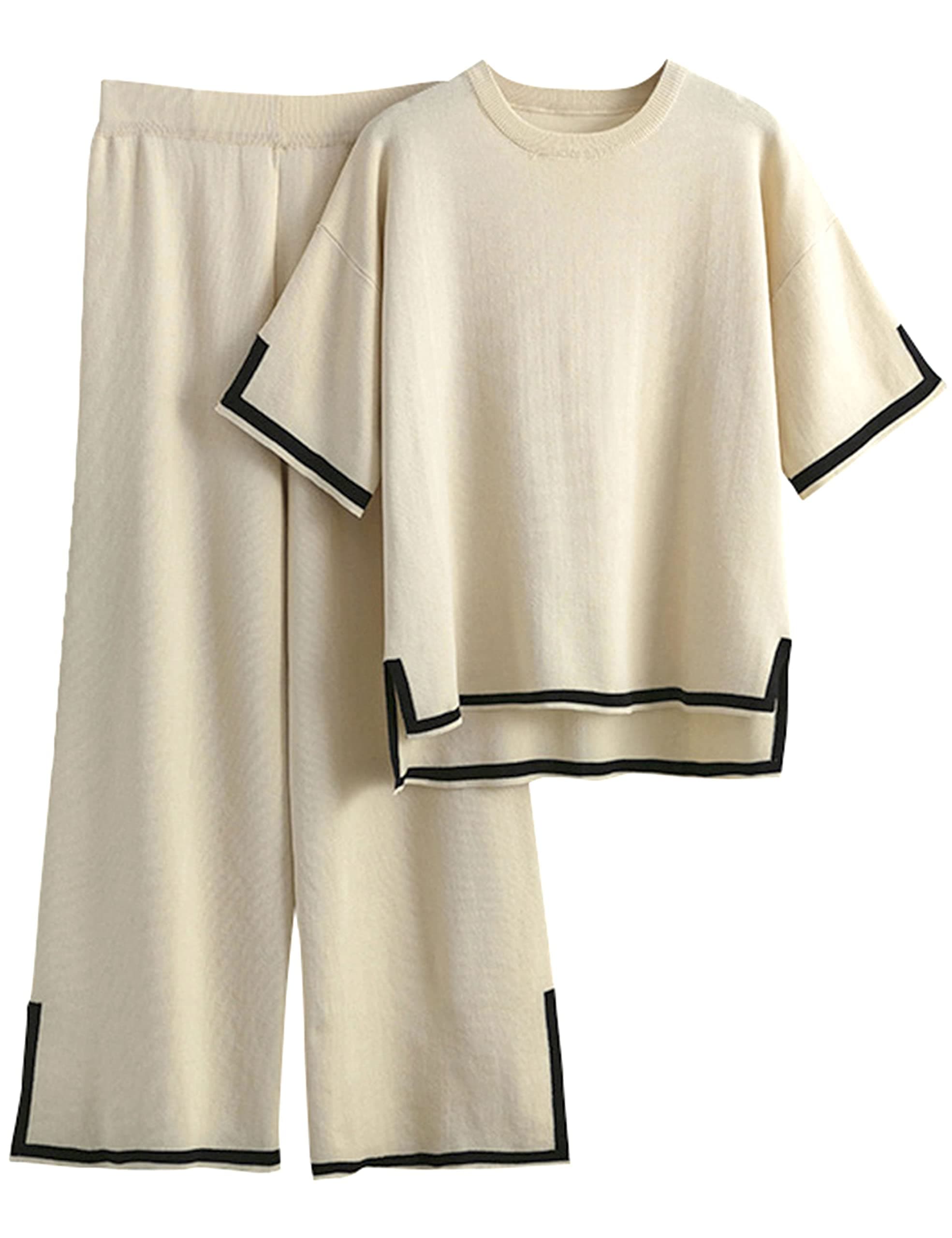 Athlisan Women's Knit Sweater Sets with Wide Leg Pants