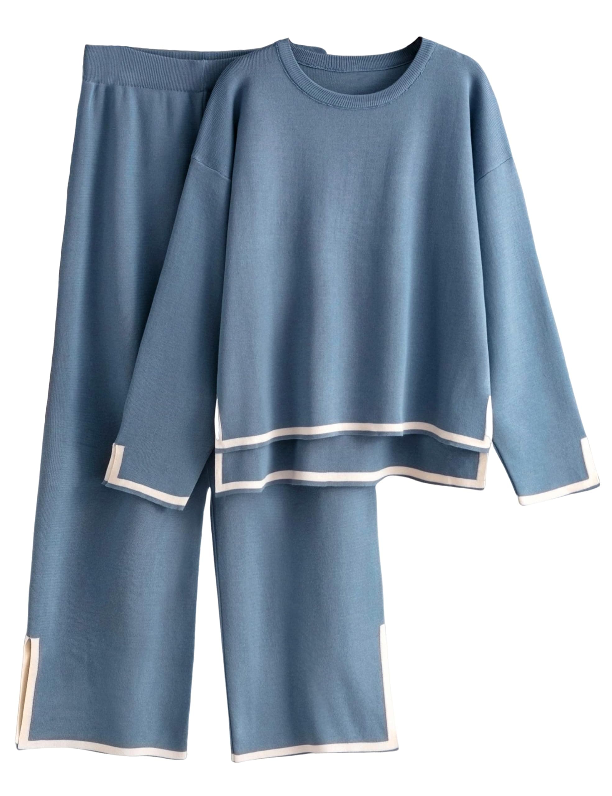 Lentta Women's 2-Piece Knit Pullover and Wide Leg Pants Lounge Set