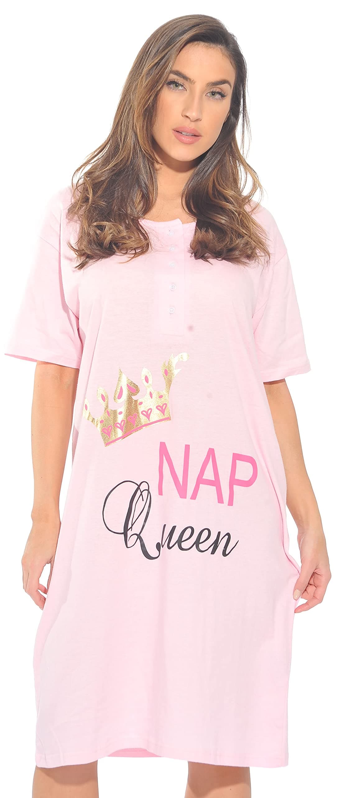 Just Love Oversized Short Sleeve Nightgown with Screen Print for Women