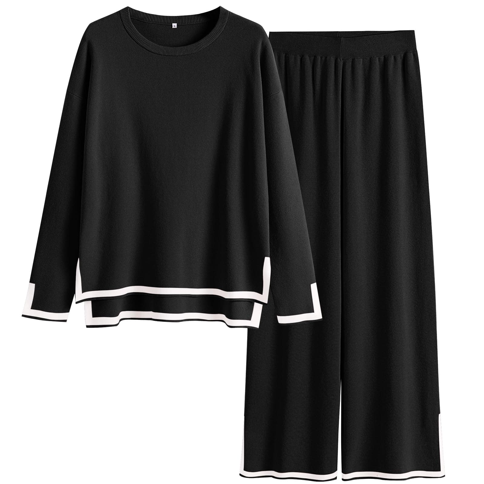 ANRABESS Women's Knit Sweater & Wideleg Pants Matching Sweatsuit Set