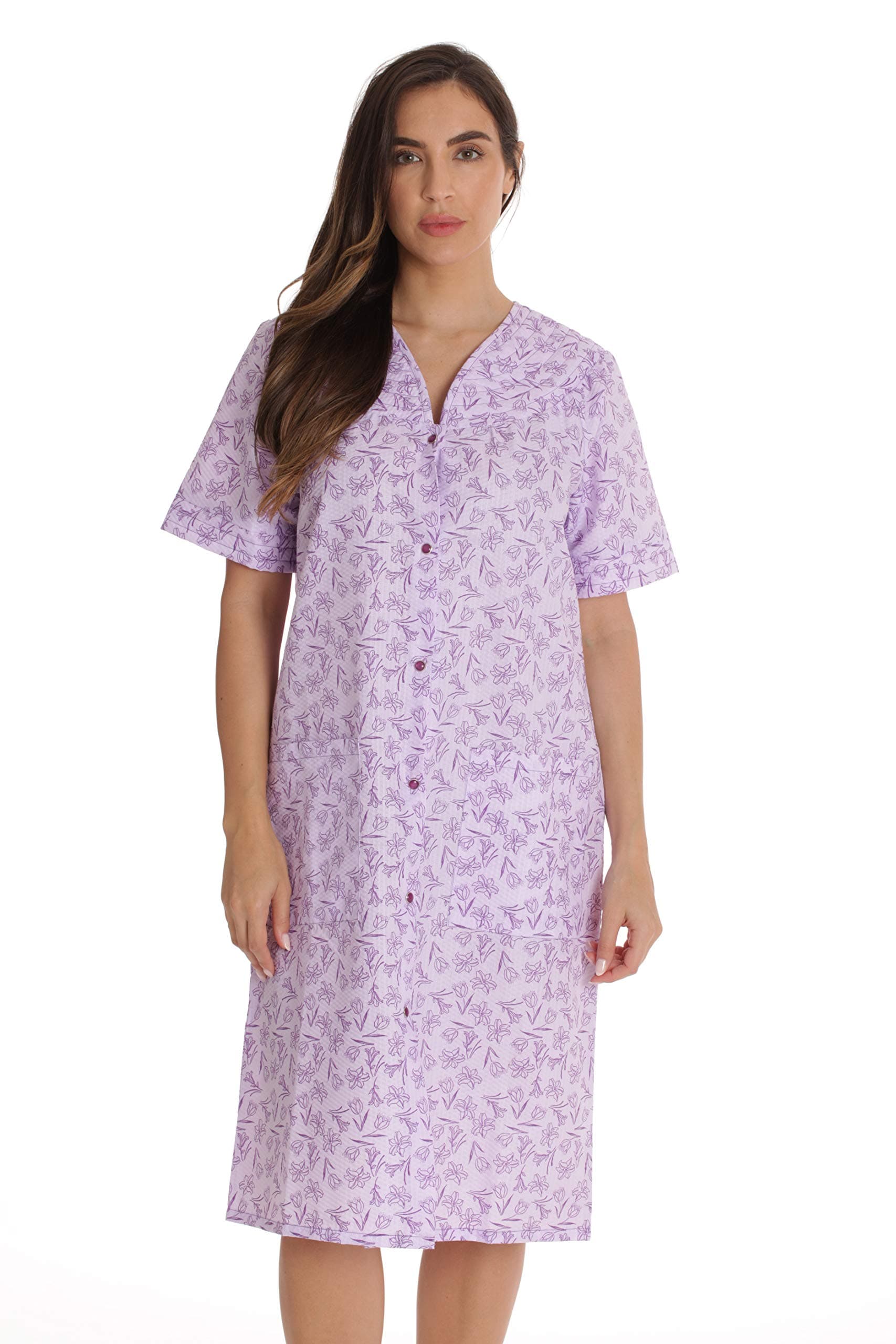 Dreamcrest Short Sleeve Seersucker Duster Coat with Pockets