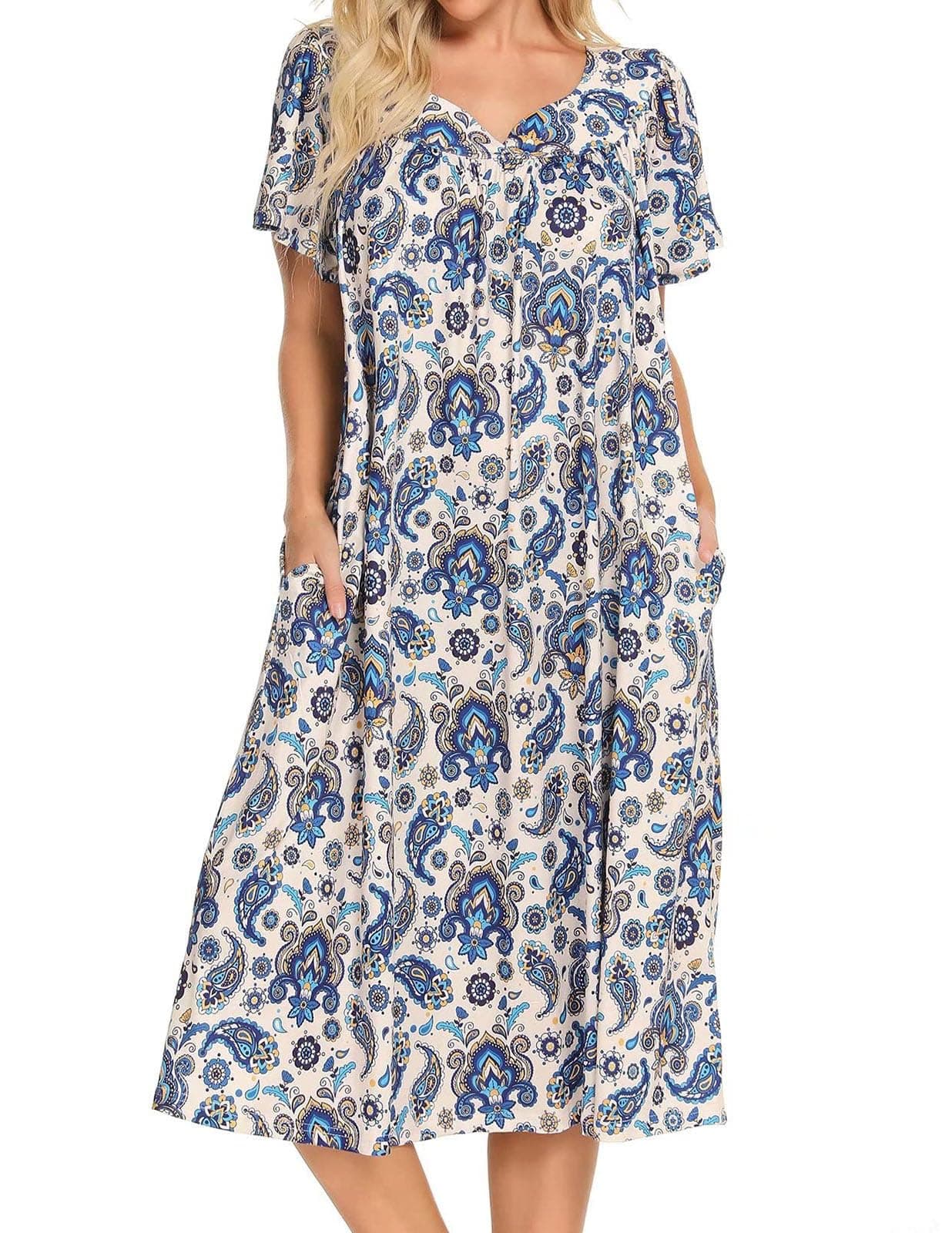 Mumu Short Sleeve House Dresses for Women with Pockets
