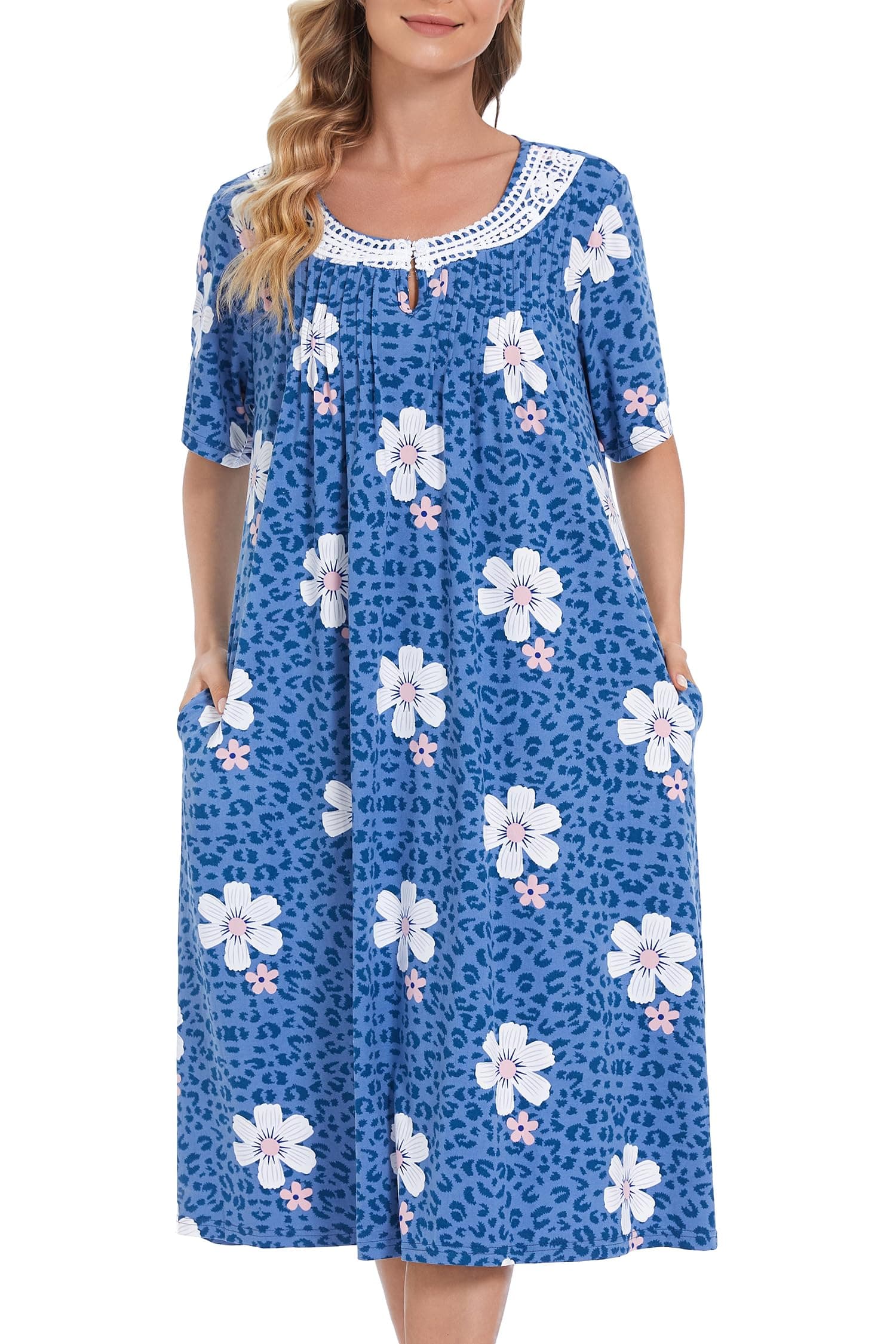 COSUNIONY Soft Cotton Nightgowns for Women with Pockets