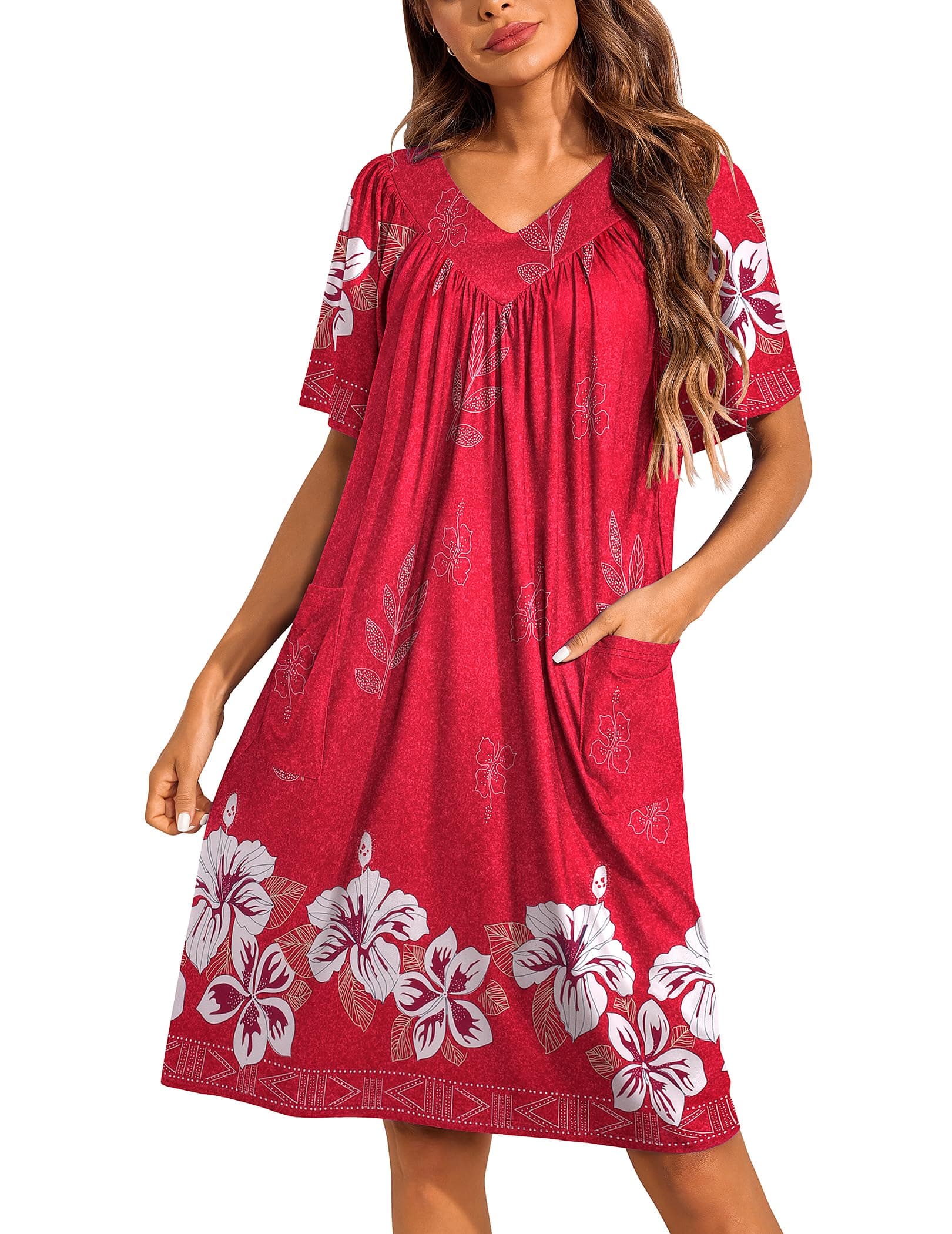 Ekouaer Women's Floral Print Mumu Dress