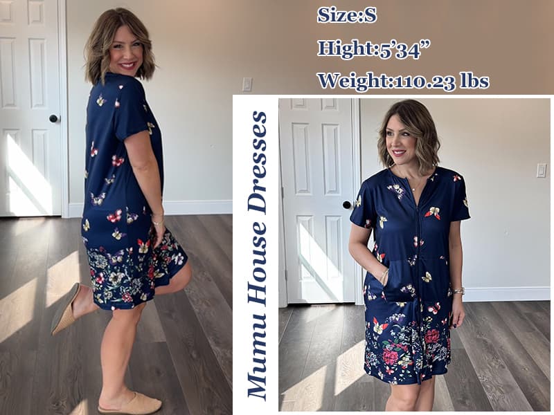 Ekouaer Lightweight Floral Print Women's Houserobe with Pockets