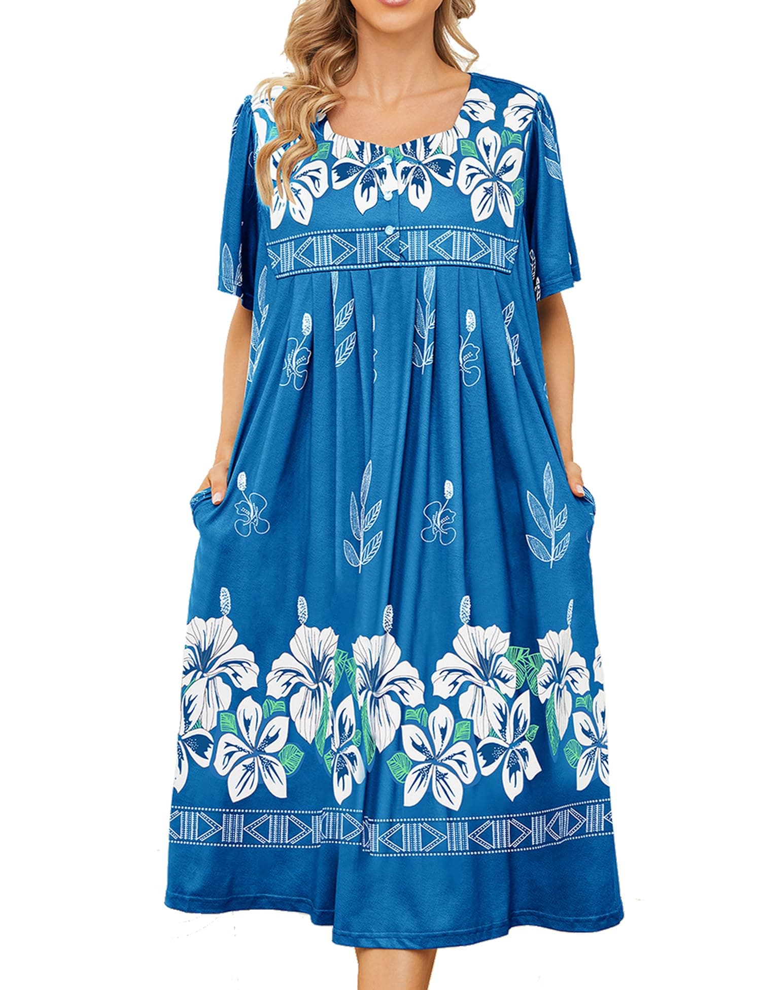 Bloggerlove Hawaiian Muumuu Nightgown for Women