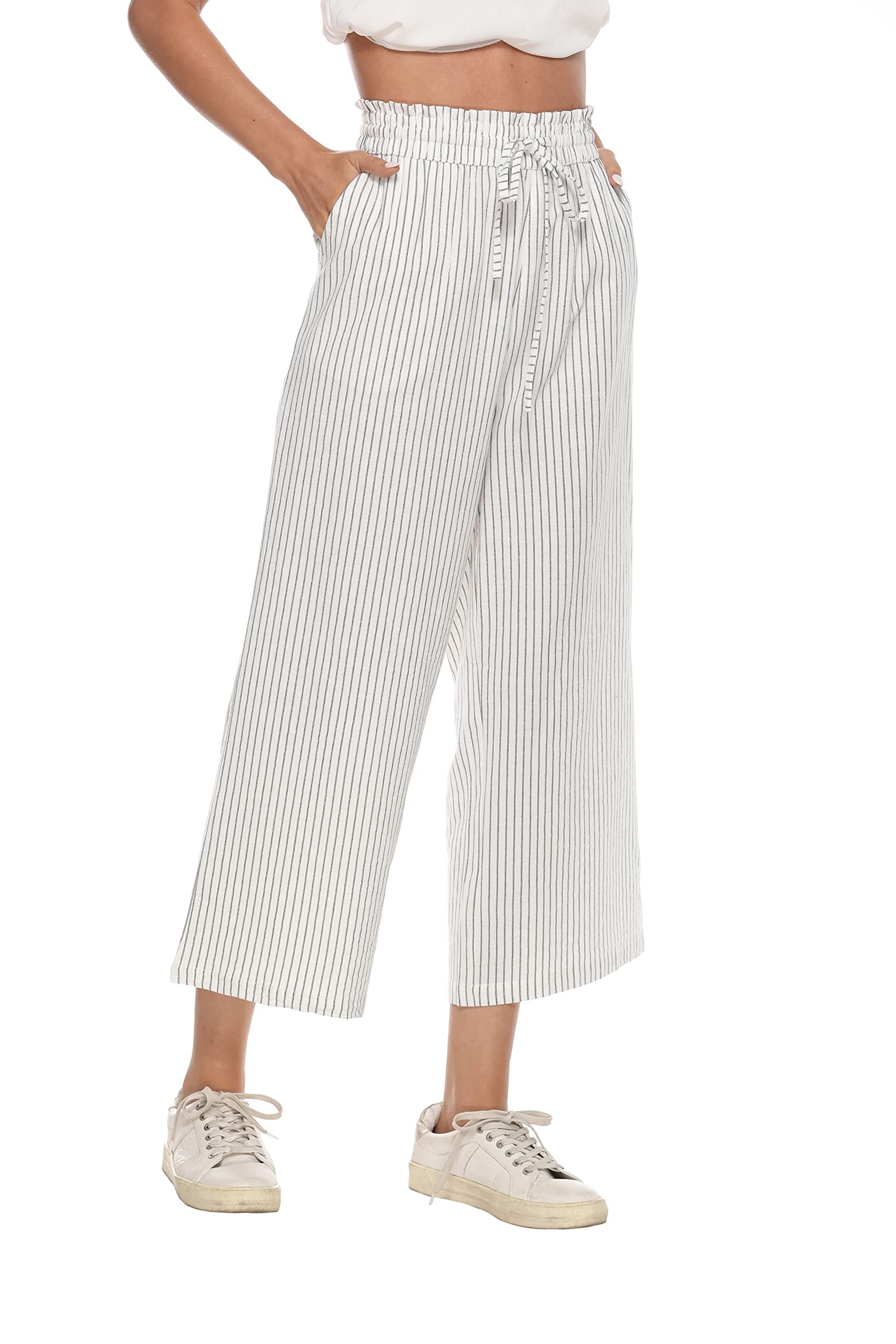 CNJXJCD Women's High-Waisted Wide Leg Linen Pants with Pockets
