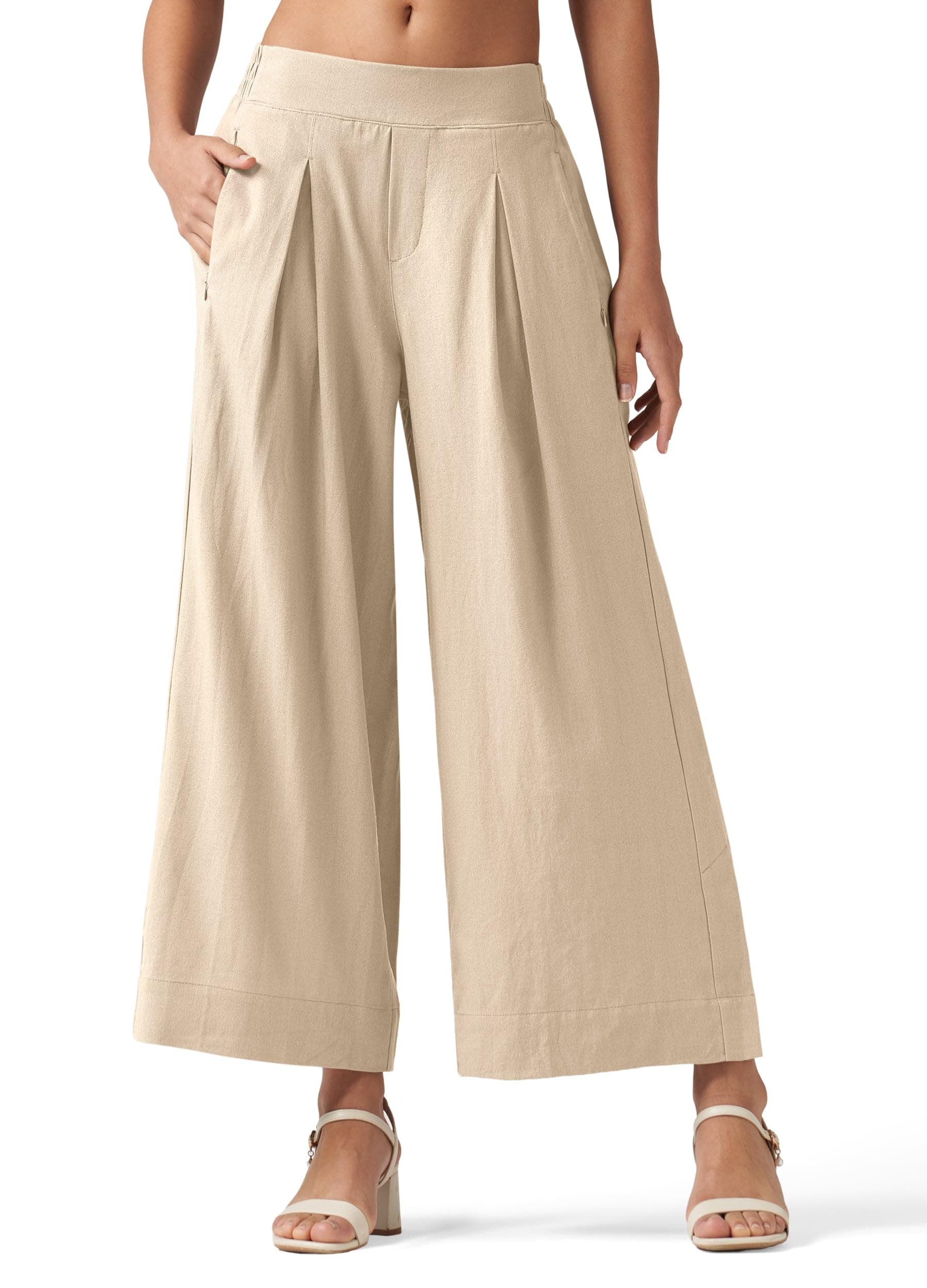 Willit Women's Linen Wide Leg Palazzo Pants with Pockets Summer Beach Casual