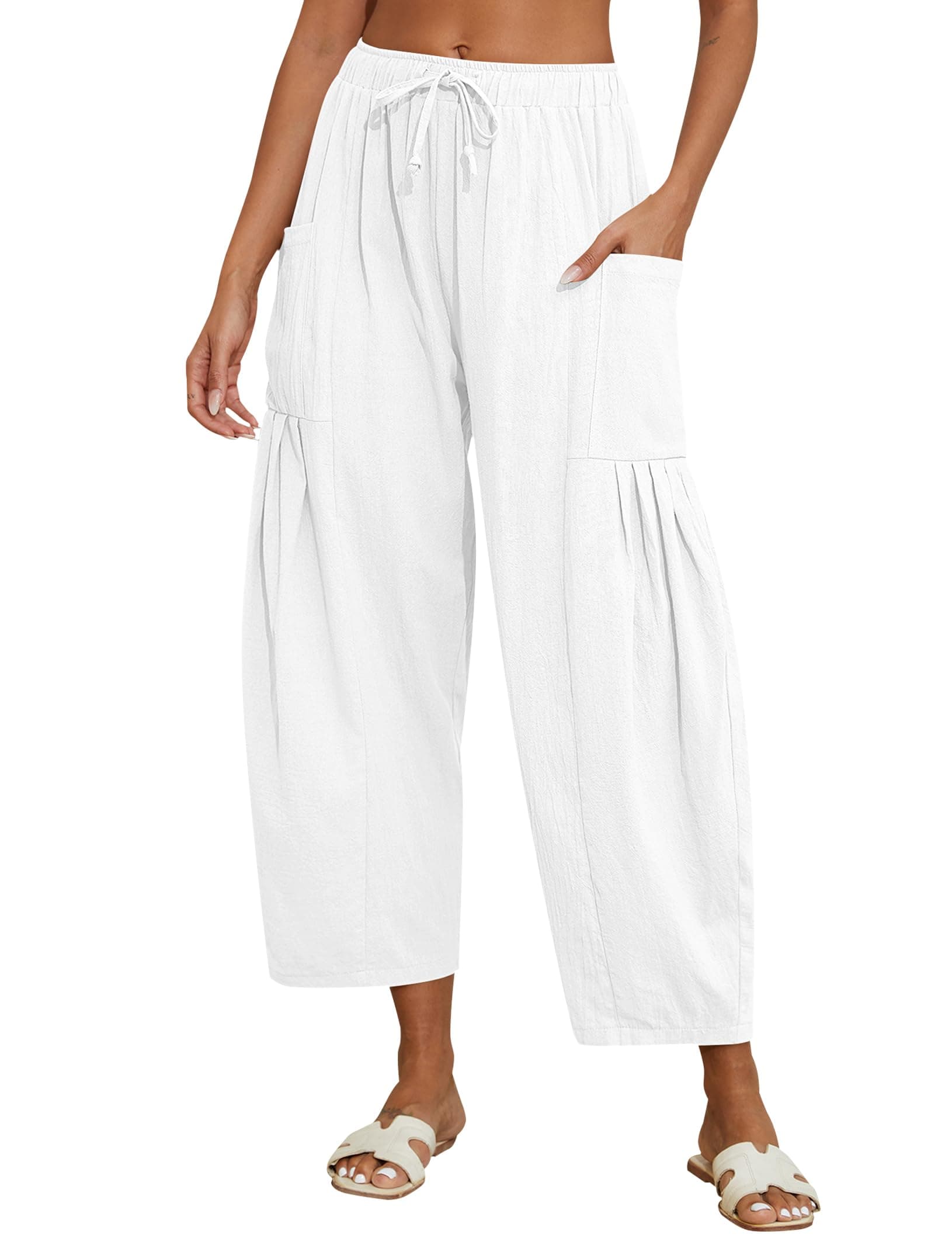 Marvmys Women's Lightweight Boho Linen Pants with Pockets