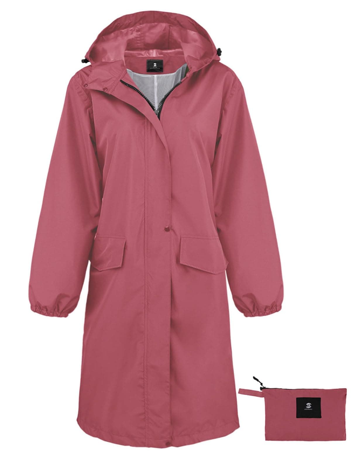 SaphiRose Women's Lightweight Waterproof Long Hooded Rain Jacket