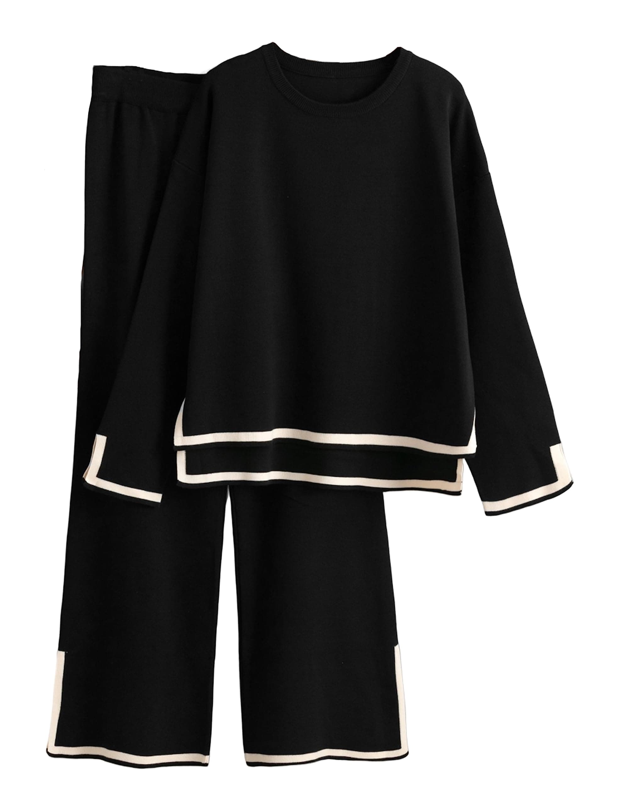Faleave Women's Long Sleeve Sweater & Wide Leg Pants Tracksuit Set