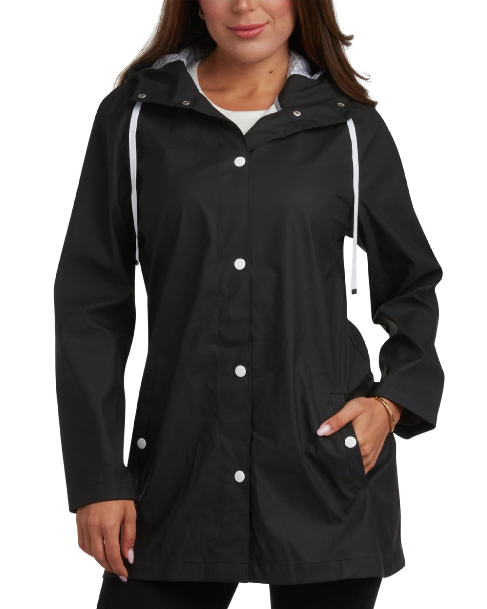 Big Chill Women's Lightweight Waterproof Hooded Rain Jacket - Size 2X, Black
