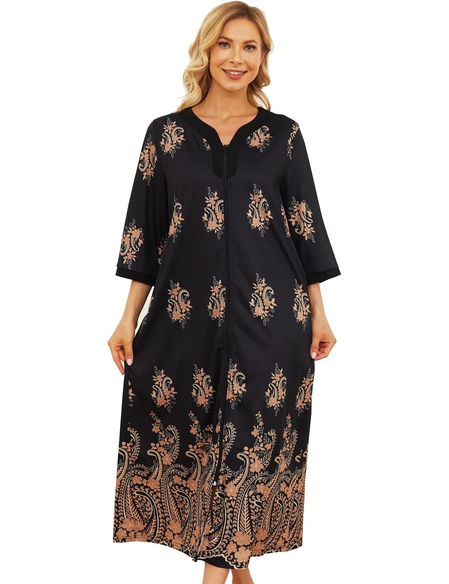 Women's Zipper Front Duster Robe