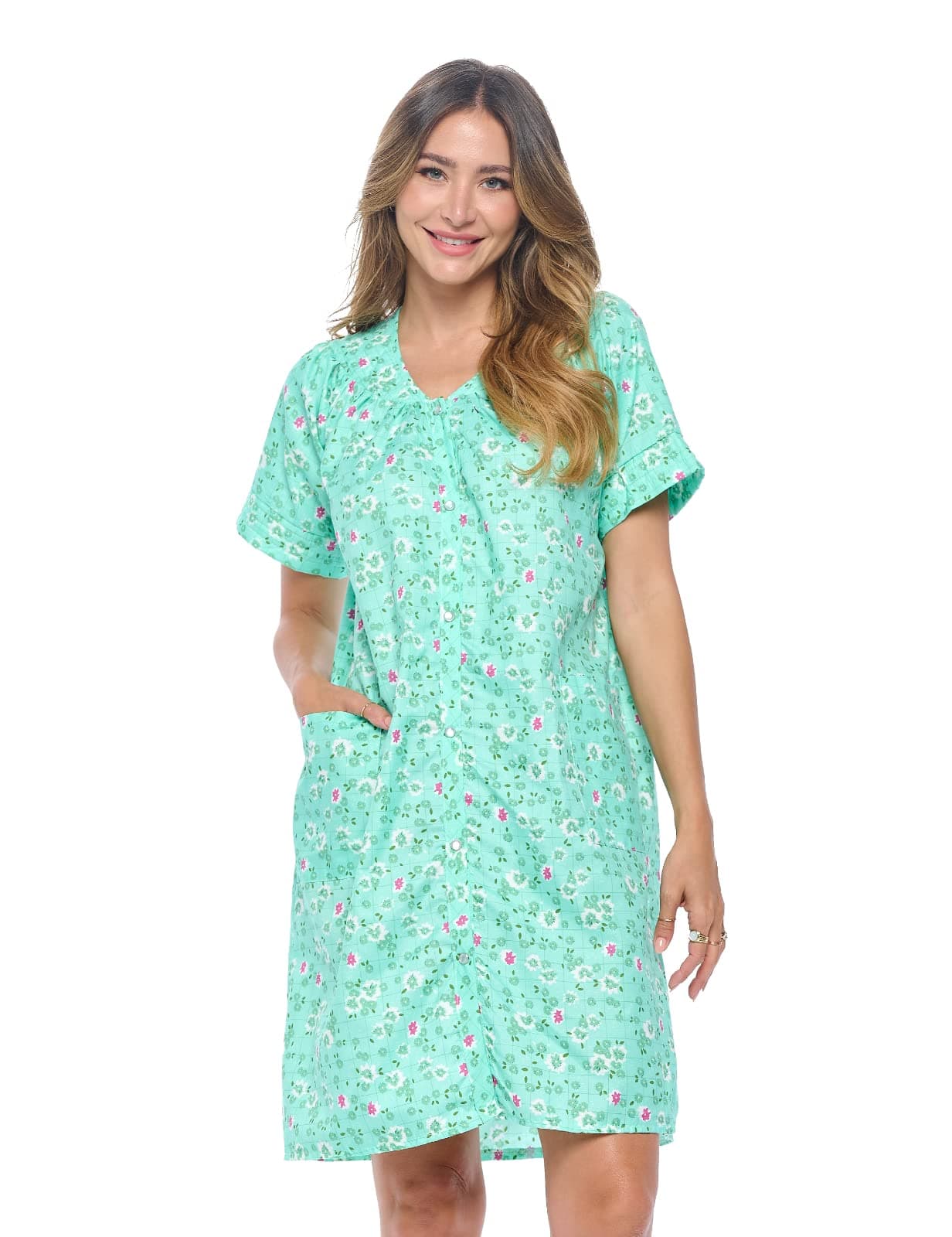 Women's Snap-Front House Dress with Pockets