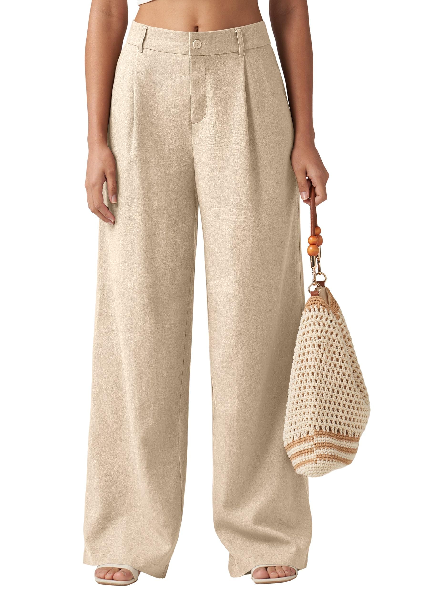 Willit Women's Linen Wide Leg Work Pants with Pockets